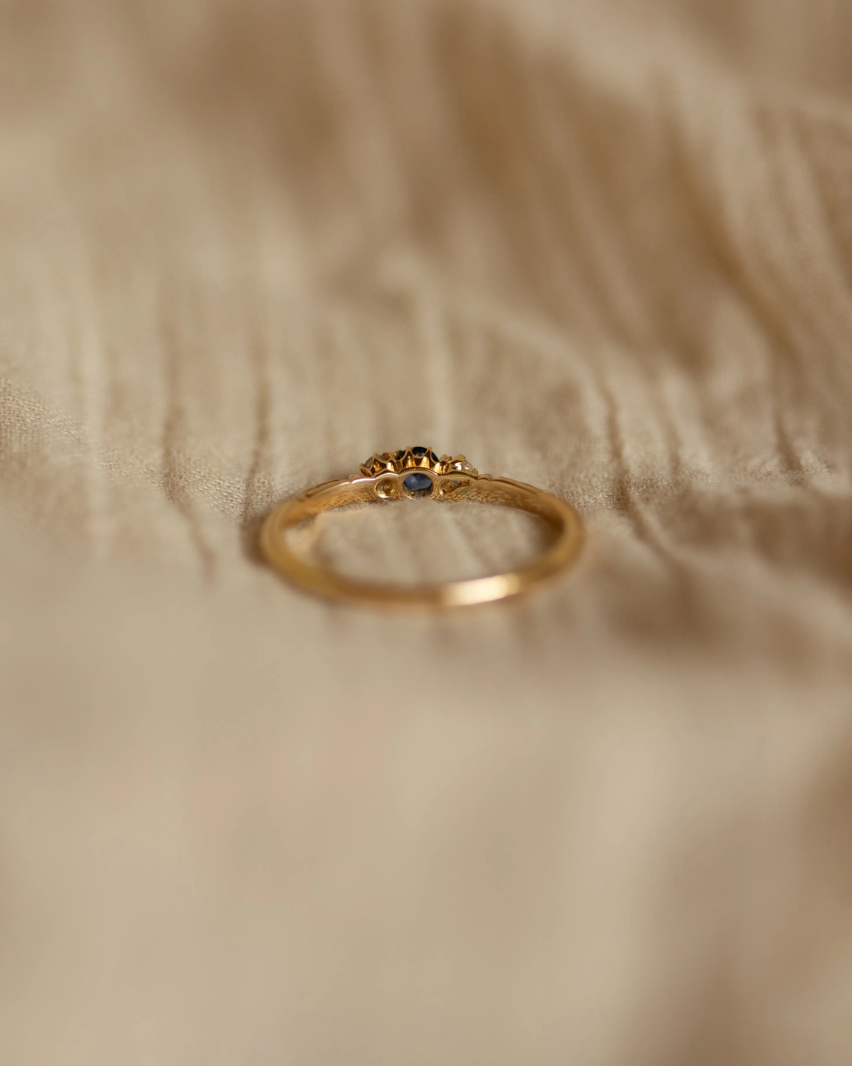 Ernestine 1895 Antique 18ct Gold Sapphire & Diamond Trilogy Ring sold by Rock n Rose product image thumbnail 5