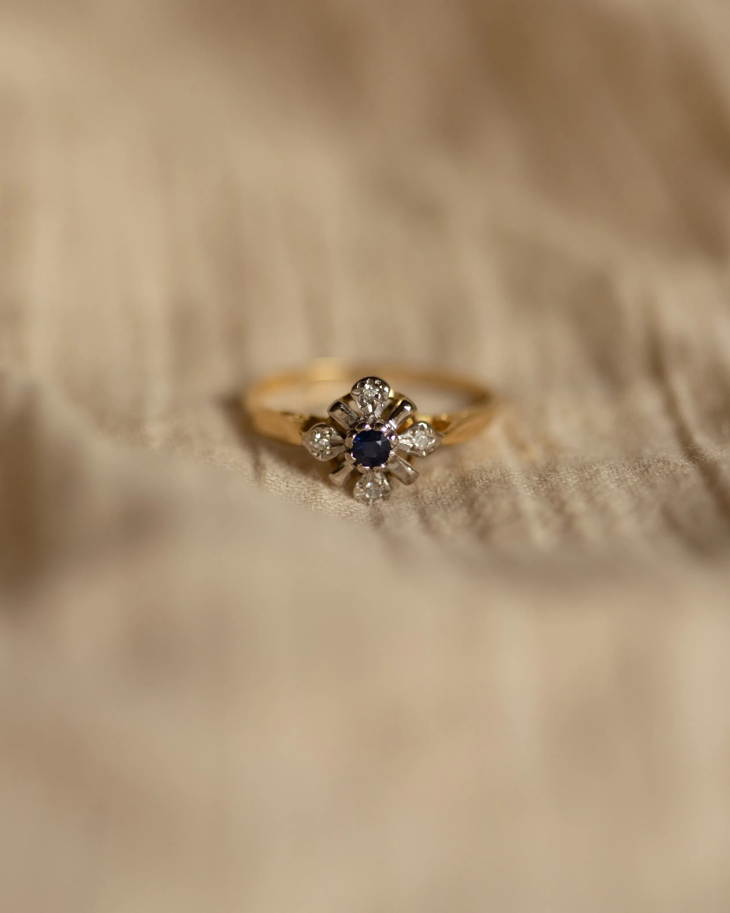 Bernadine Vintage 18ct Gold Sapphire & Diamond Cluster Ring sold by Rock n Rose product image thumbnail 2