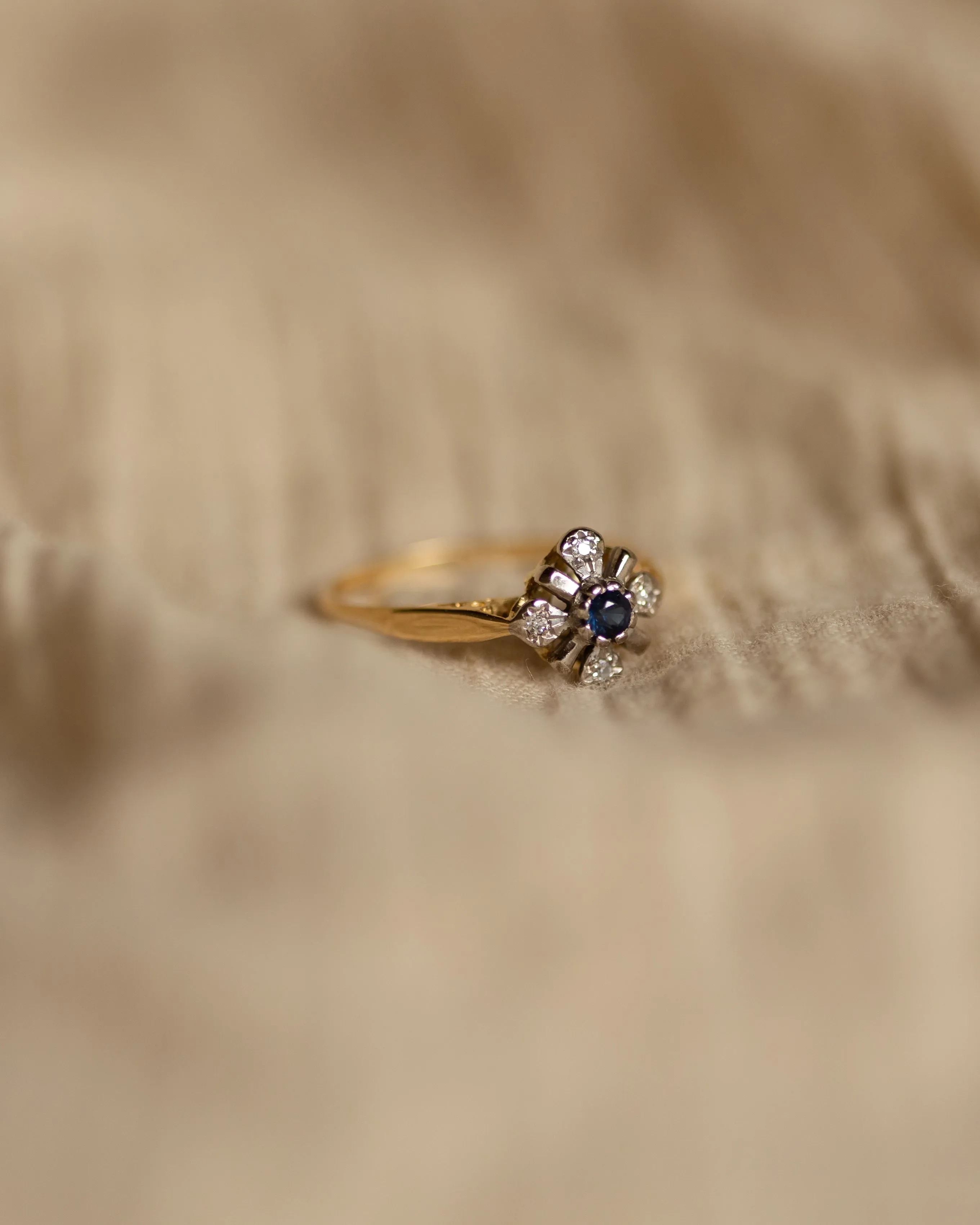 Bernadine Vintage 18ct Gold Sapphire & Diamond Cluster Ring sold by Rock n Rose product image thumbnail 4