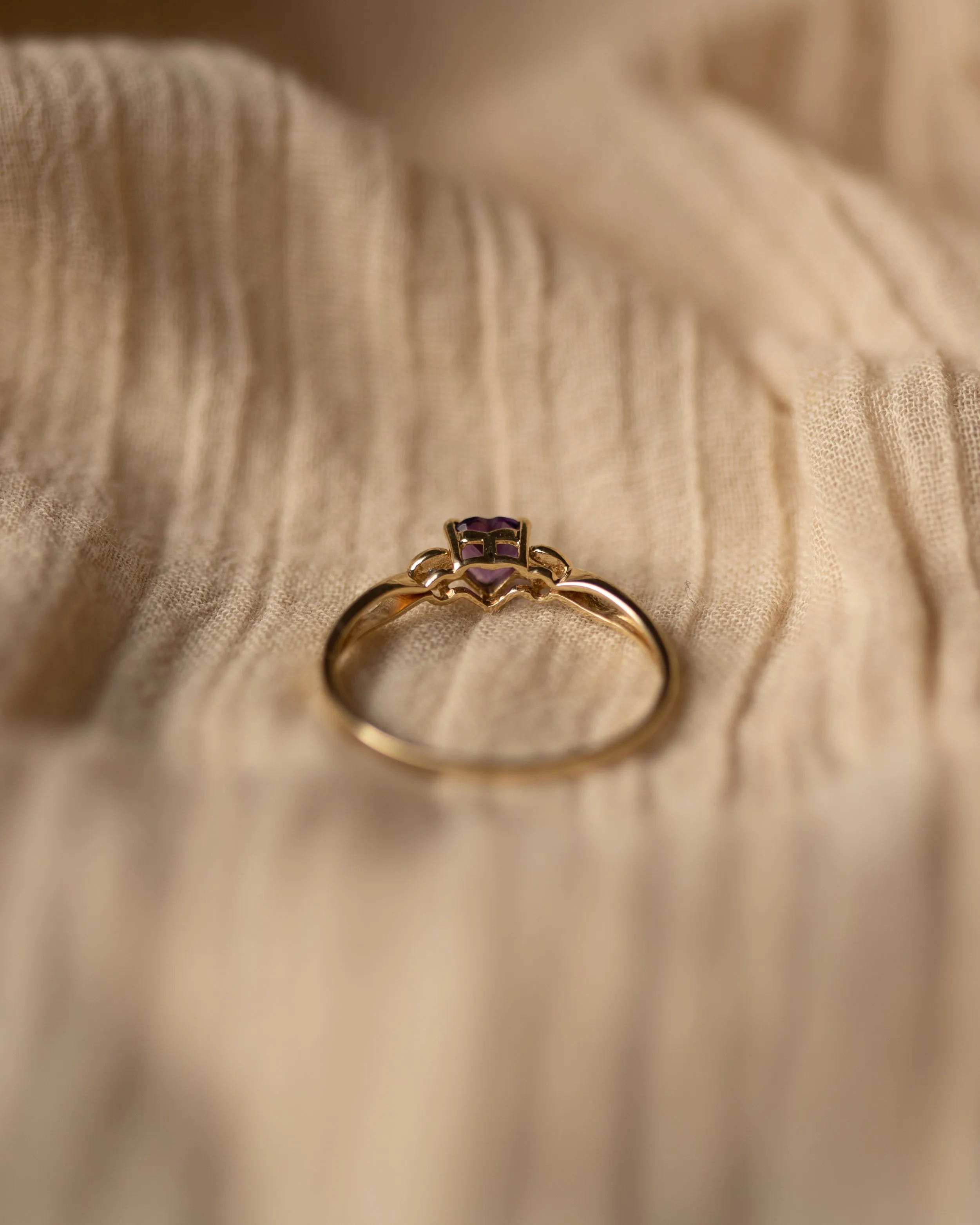 Minnie Vintage 9ct Gold Heart-Shaped Amethyst & Diamond Ring sold by Rock n Rose product image thumbnail 4