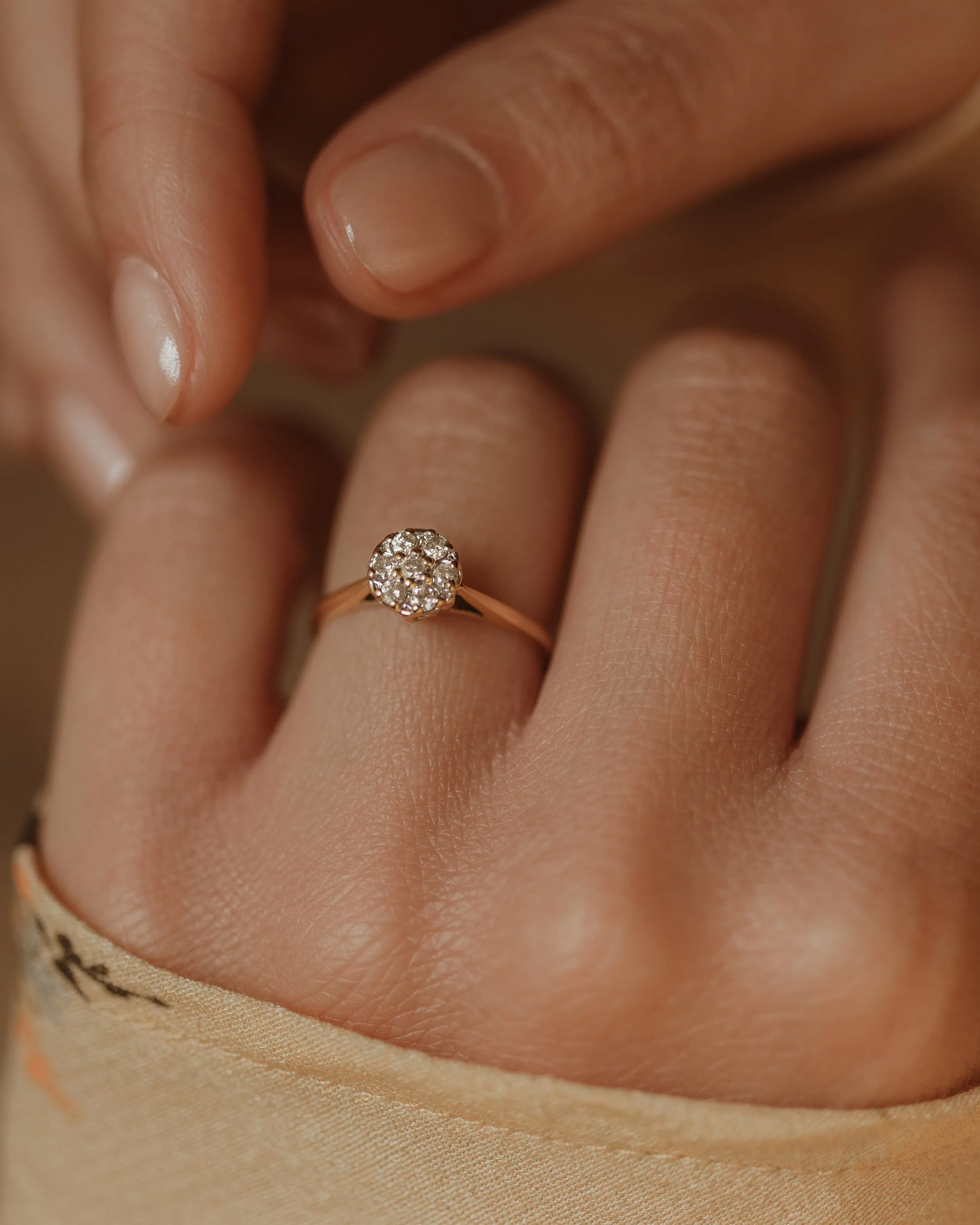 Guinevere 1992 Vintage 9ct Gold Diamond Cluster Ring sold by Rock n Rose product image thumbnail 2