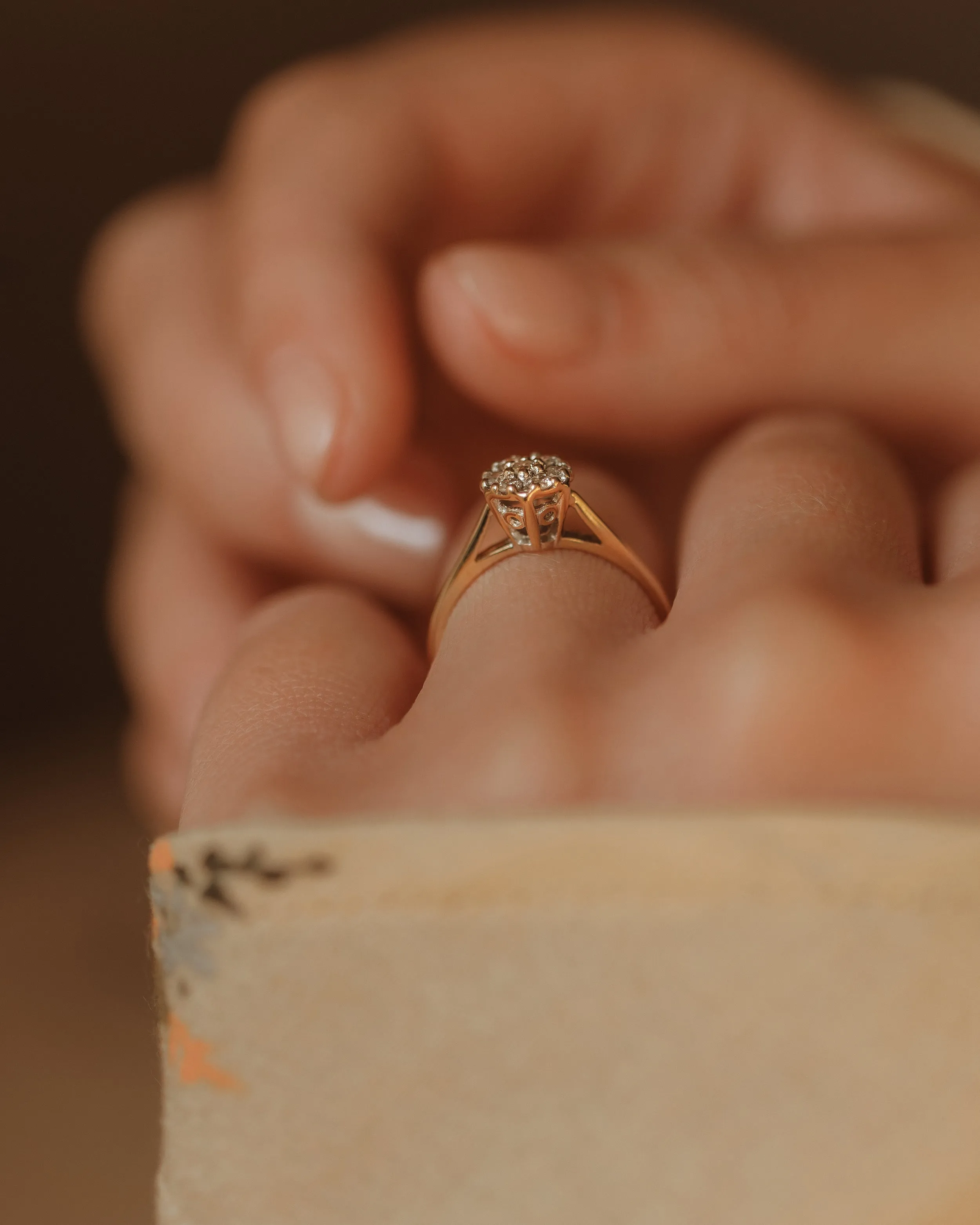 Guinevere 1992 Vintage 9ct Gold Diamond Cluster Ring sold by Rock n Rose product image thumbnail 3