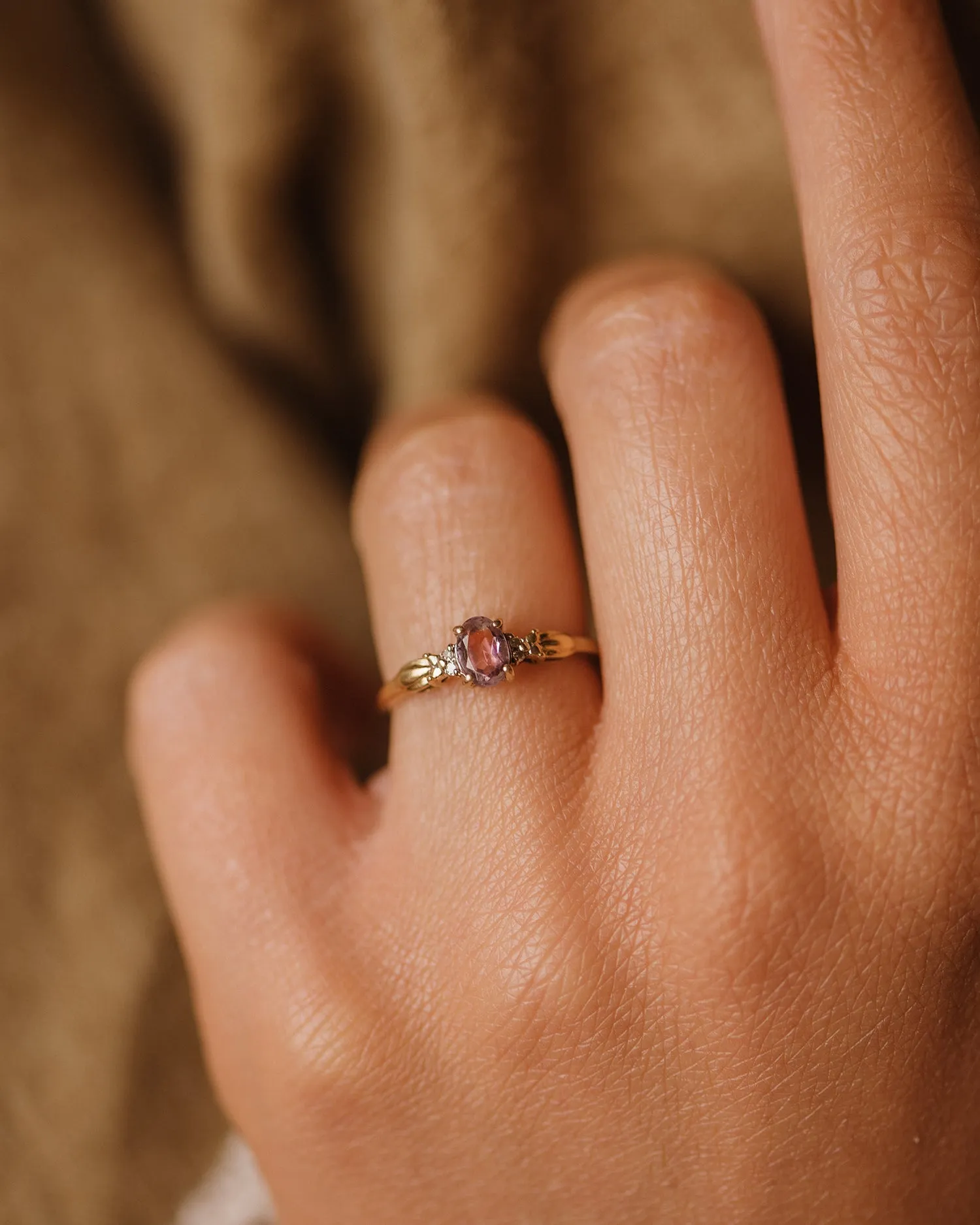 Henrietta Vintage 9ct Gold Amethyst & Diamond Ring sold by Rock n Rose product image thumbnail 2