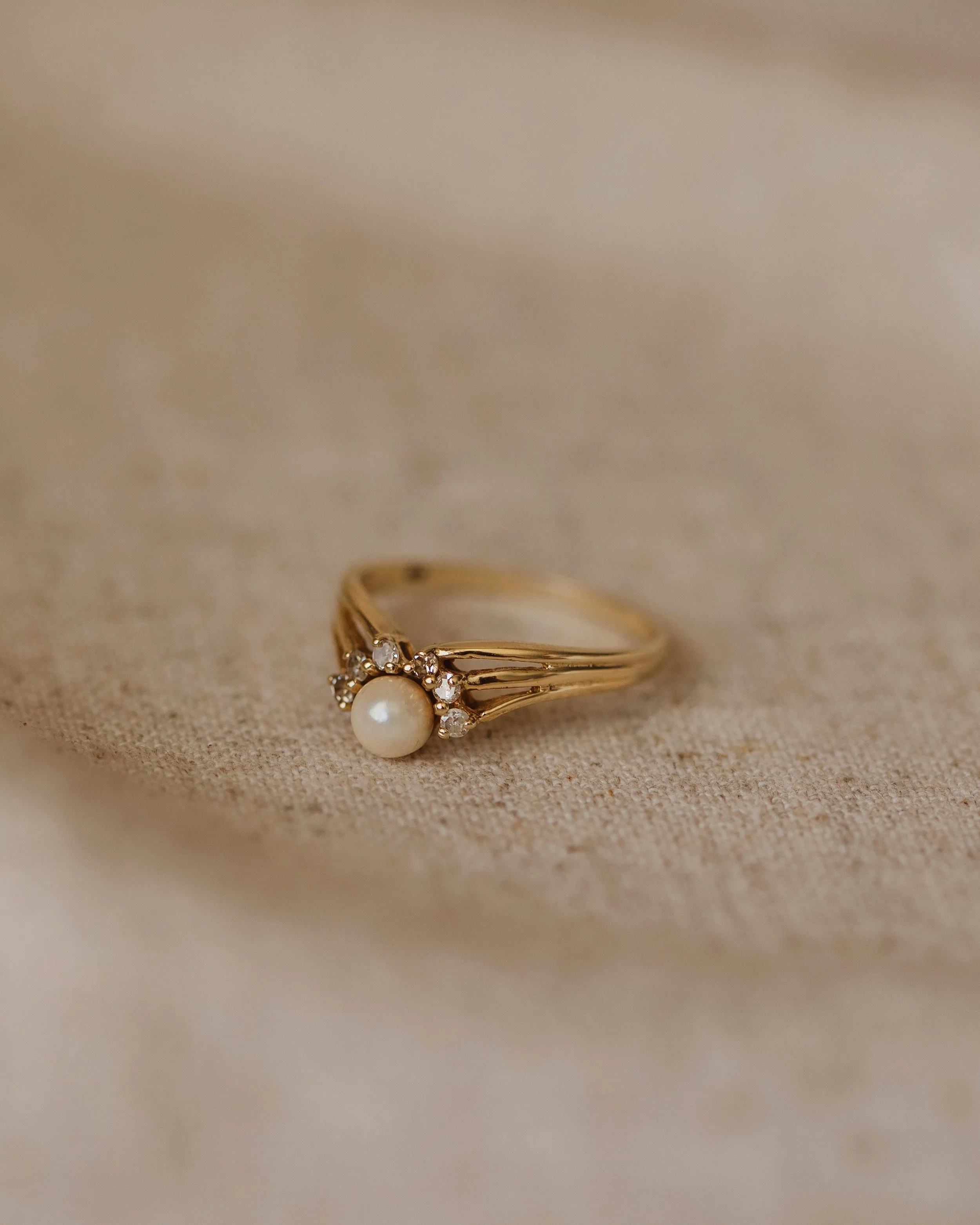 Nora 1985 9ct Gold Pearl & Diamond Cluster Ring sold by Rock n Rose product image thumbnail 3