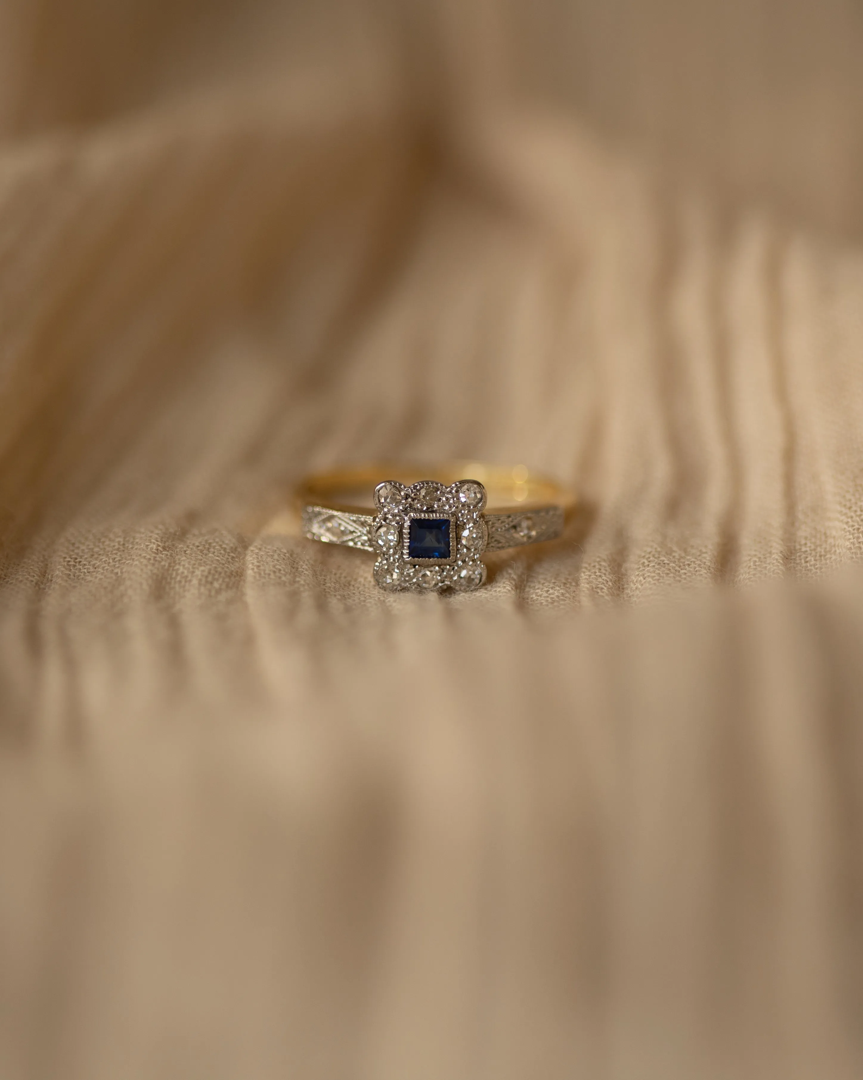 Agnes Antique Art Deco 18ct Gold Sapphire & Diamond Ring sold by Rock n Rose product image thumbnail 3
