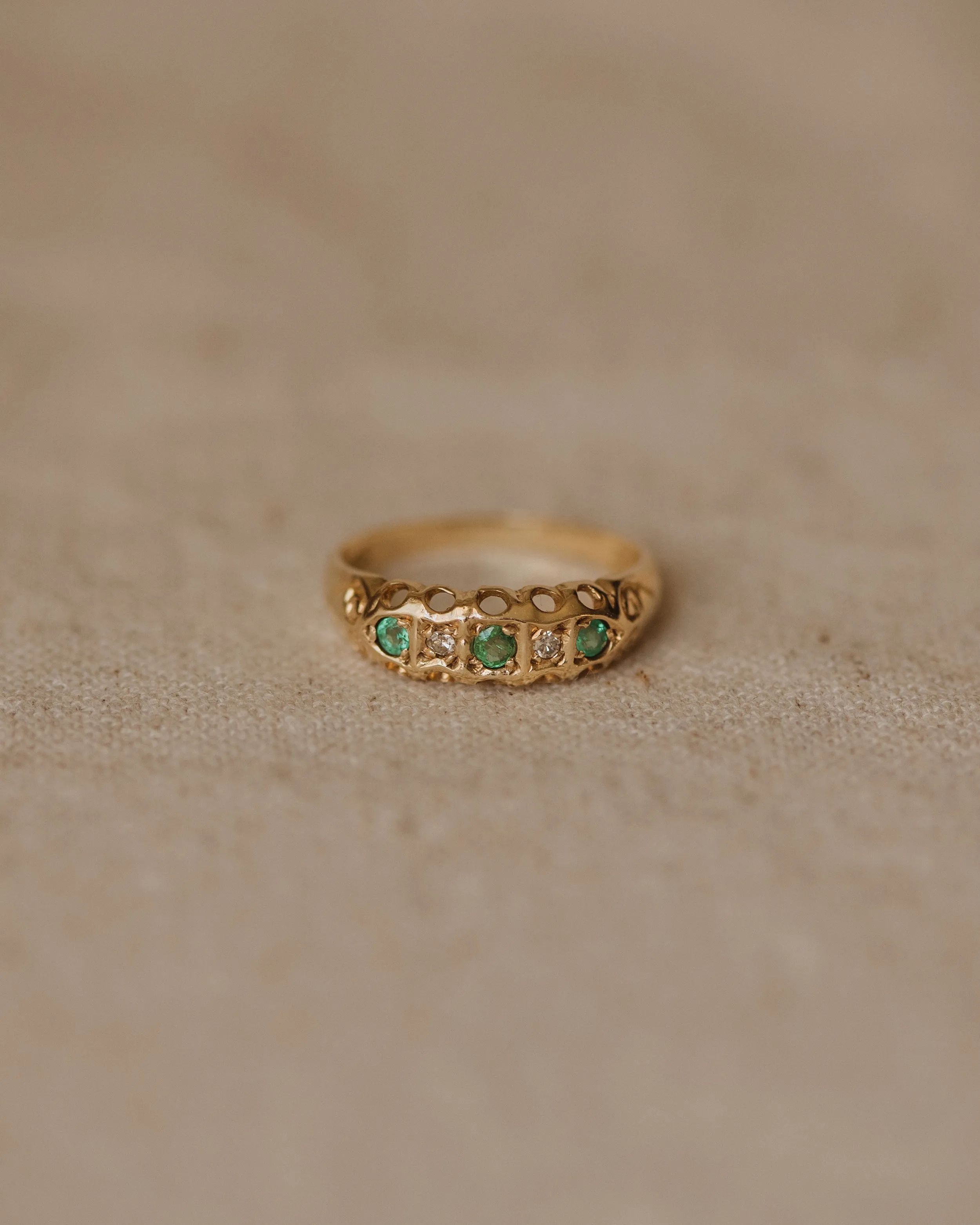 Roma 1976 9ct Gold Emerald & Diamond Ring sold by Rock n Rose product image thumbnail 3