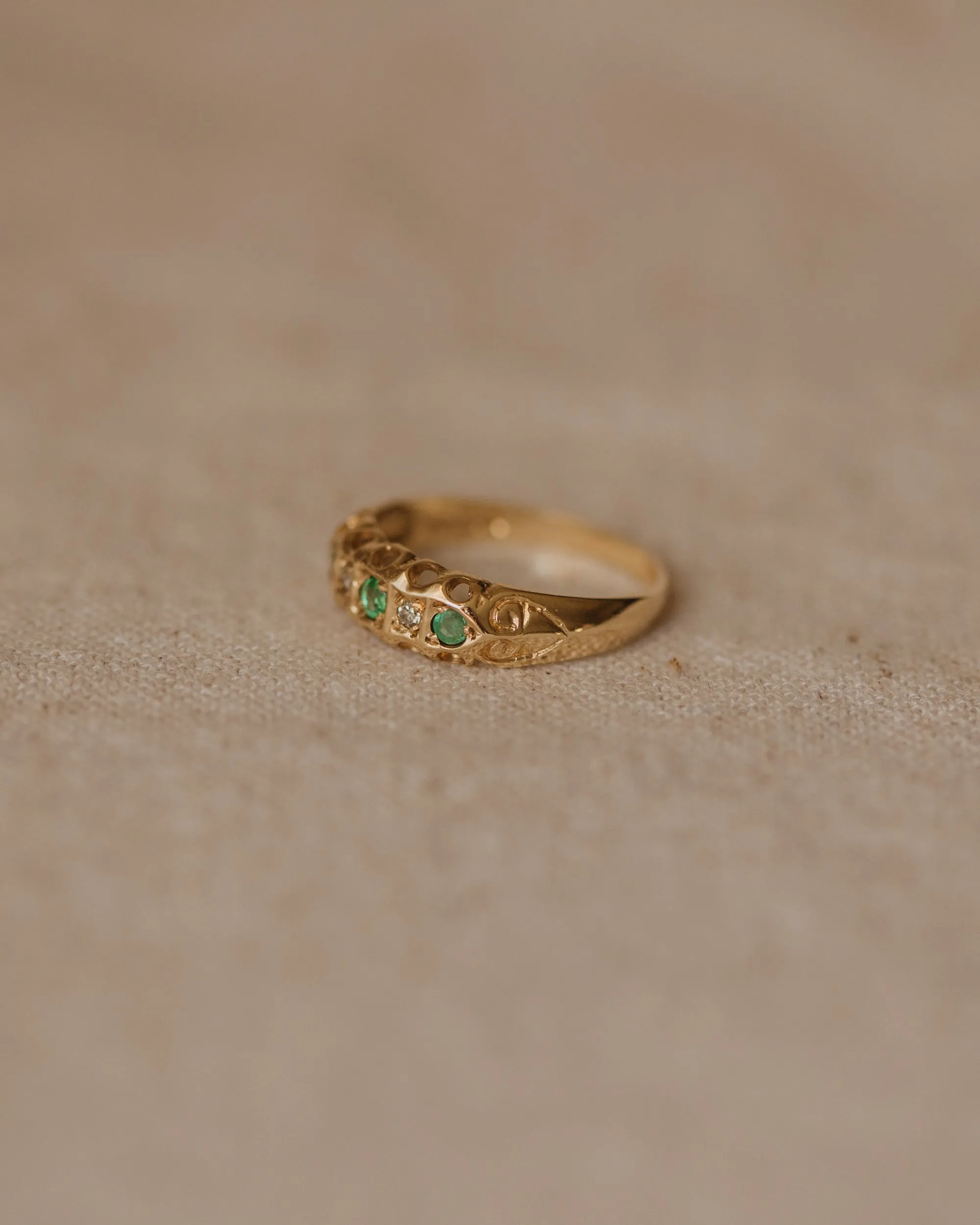 Roma 1976 9ct Gold Emerald & Diamond Ring sold by Rock n Rose product image thumbnail 4