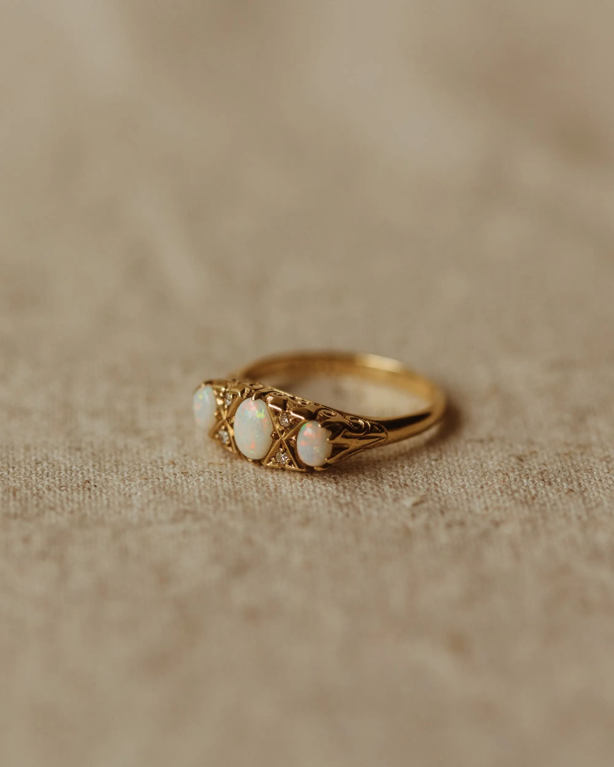 Alberta 1979 9ct Gold Opal & Diamond Ring sold by Rock n Rose product image thumbnail 3