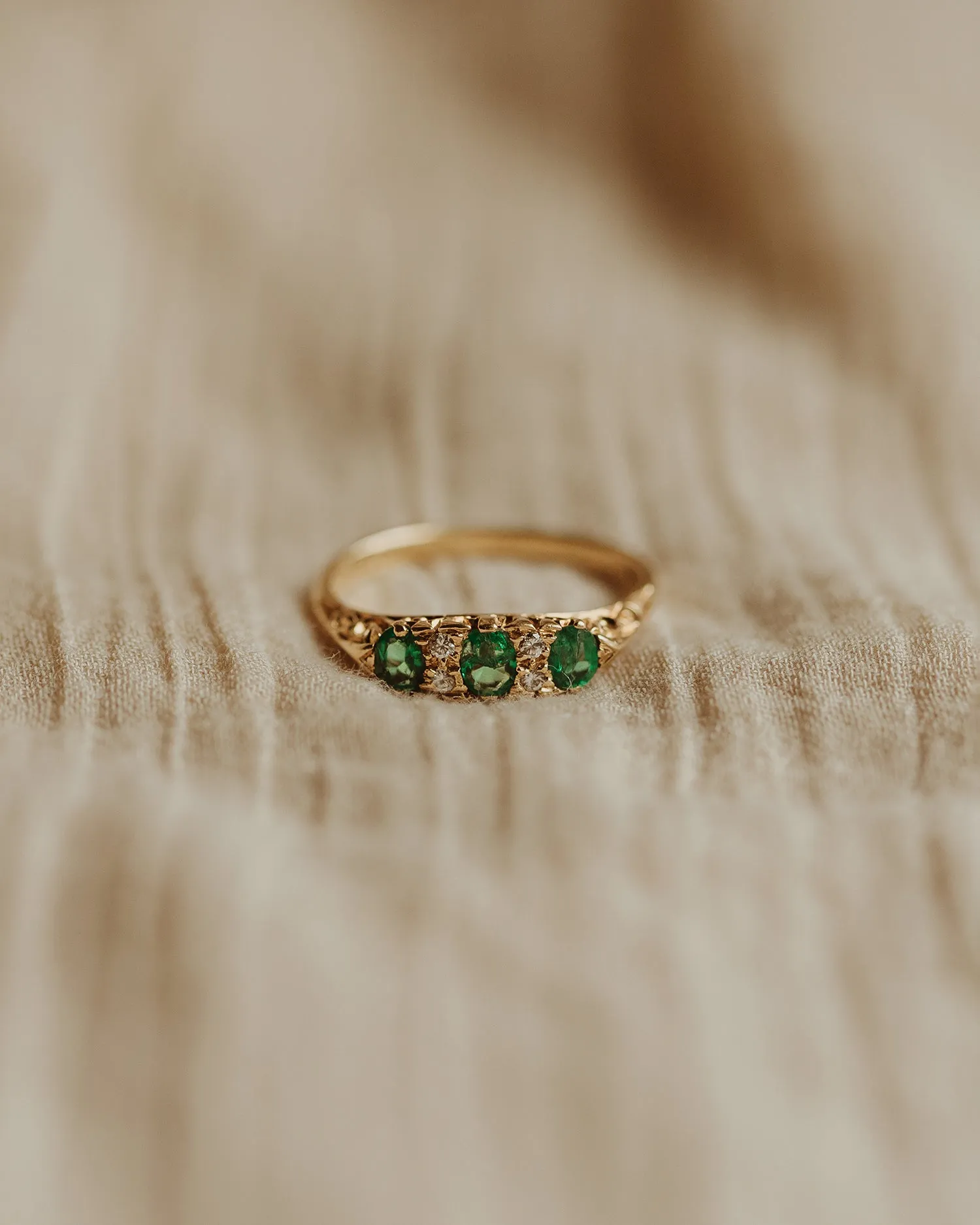 Louella 1981 18ct Gold Emerald & Diamond Ring sold by Rock n Rose