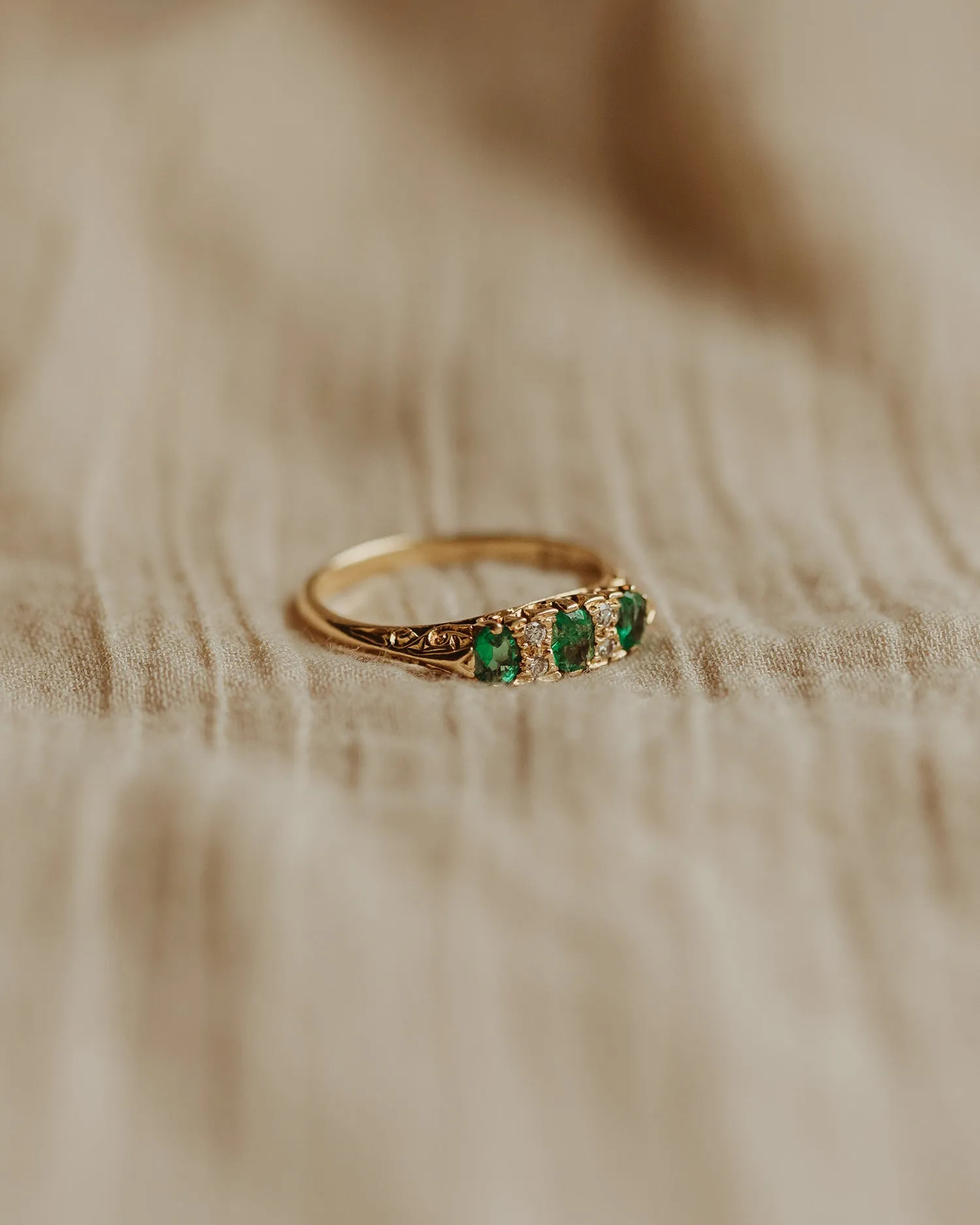 Louella 1981 18ct Gold Emerald & Diamond Ring sold by Rock n Rose product image thumbnail 4