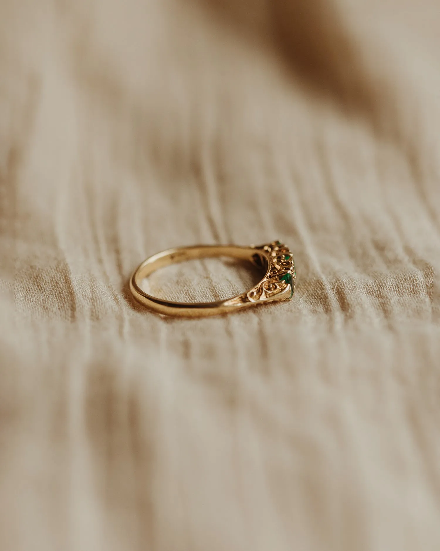 Louella 1981 18ct Gold Emerald & Diamond Ring sold by Rock n Rose product image thumbnail 5