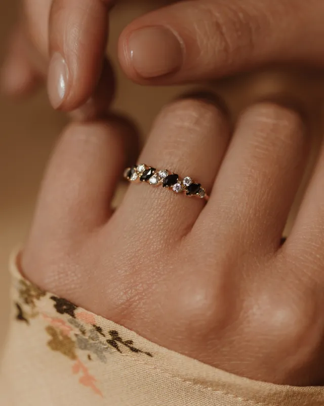 Maggie 1993 Vintage 9ct Gold Sapphire & CZ Half Eternity Ring sold by Rock n Rose