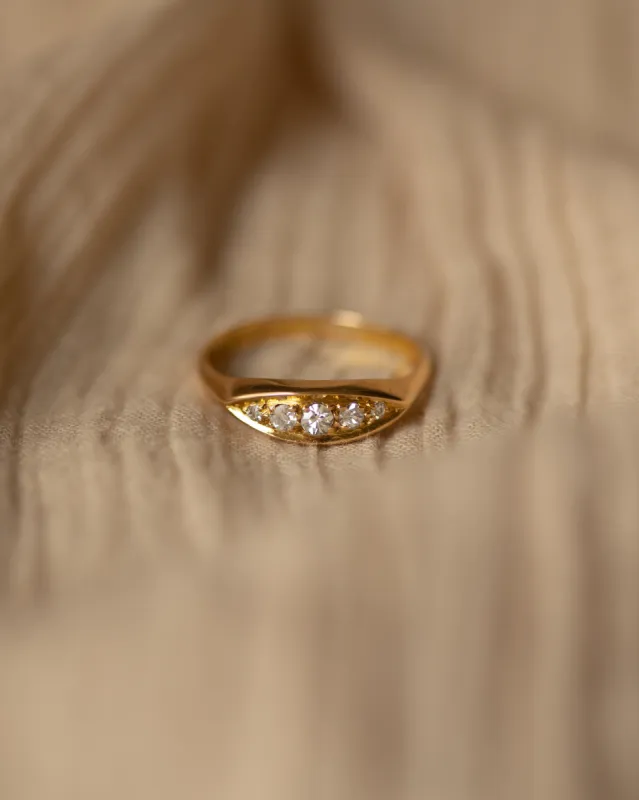 Adelaide 1918 Antique 18ct Gold Five Stone Diamond Ring sold by Rock n Rose