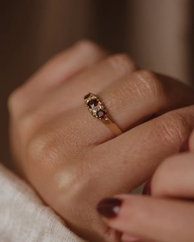 Elisabeth 1978 Vintage 9ct Gold Garnet & Spinel Ring sold by Rock n Rose