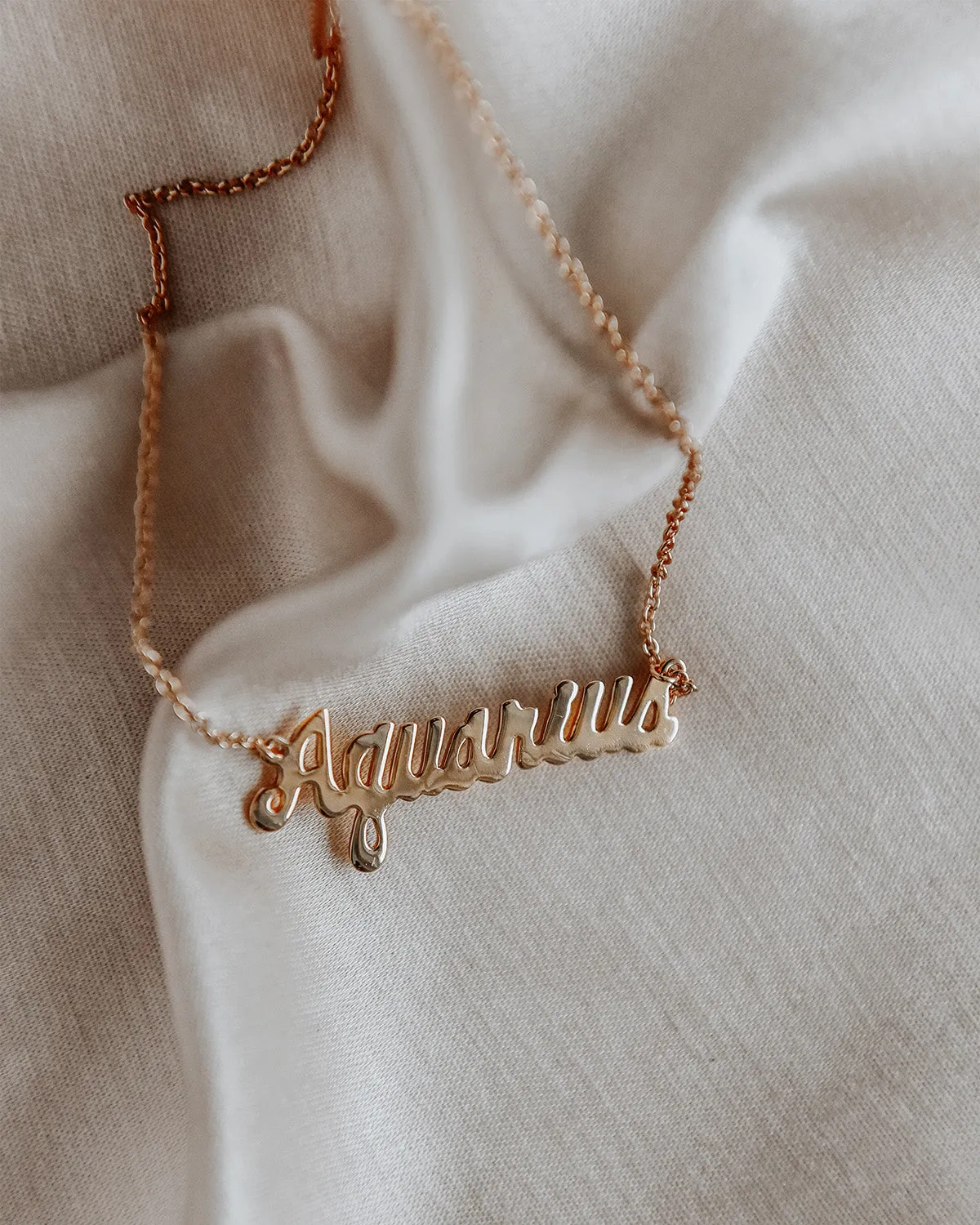 Aquarius Zodiac Nameplate Necklace sold by Rock n Rose