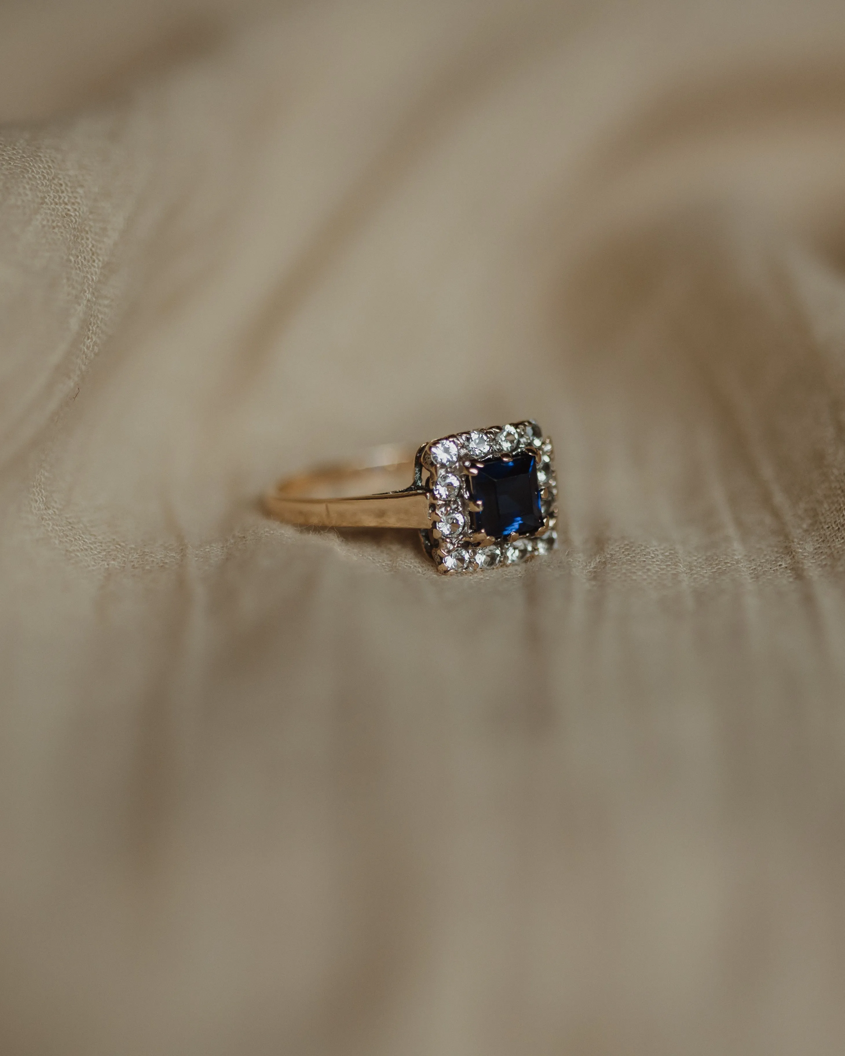 Audra Vintage 9ct Gold Square Sapphire Cluster Ring sold by Rock n Rose product image thumbnail 4