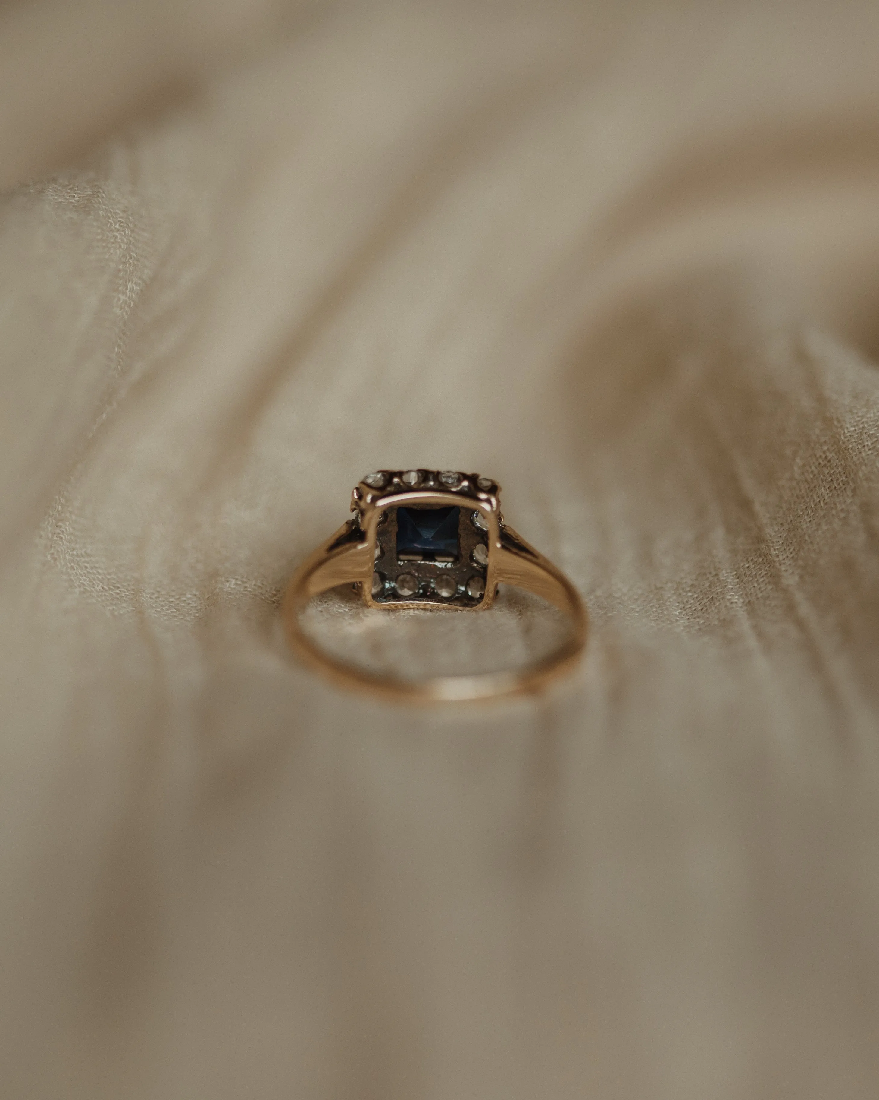 Audra Vintage 9ct Gold Square Sapphire Cluster Ring sold by Rock n Rose product image thumbnail 5