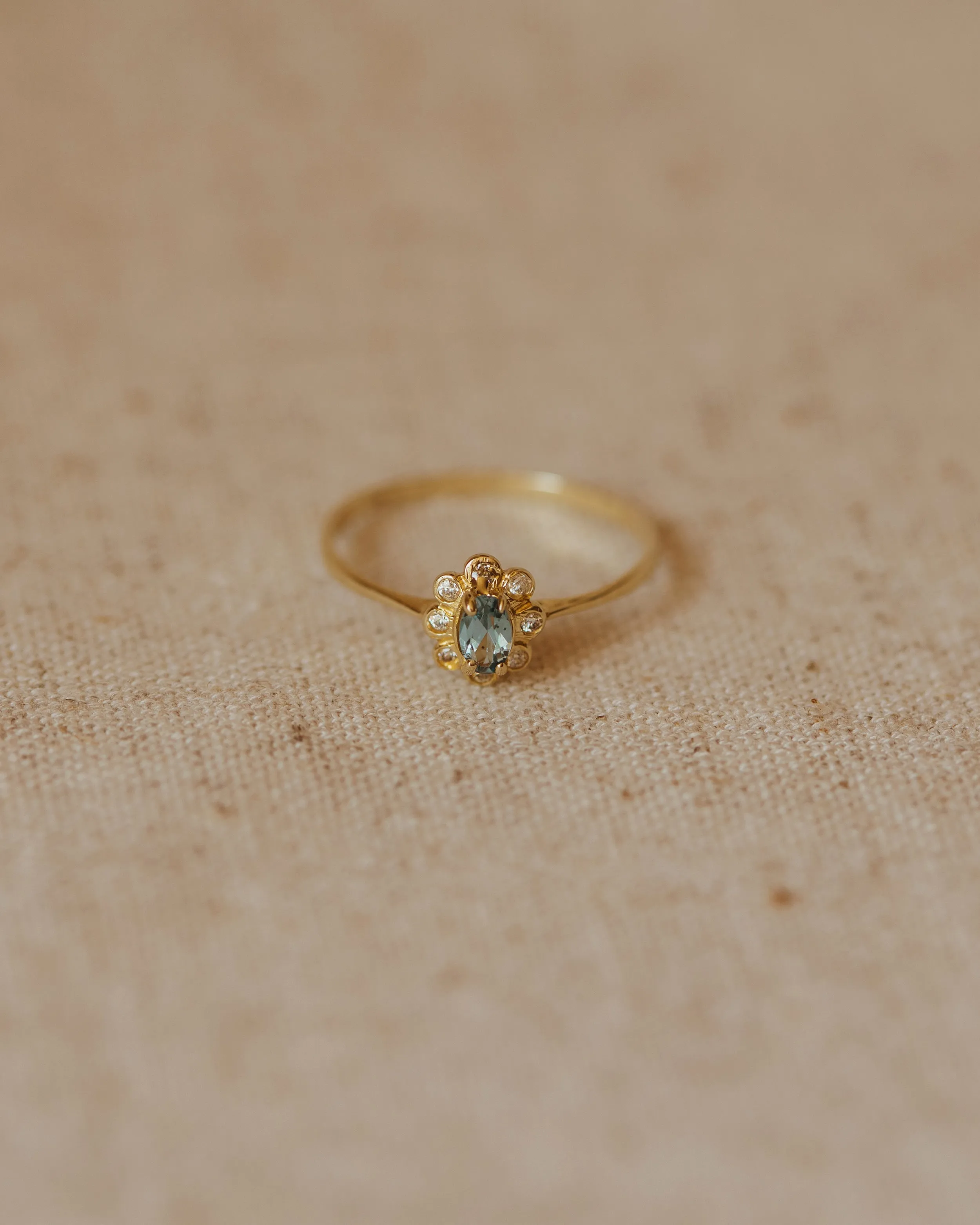 Edith Vintage 9ct Gold Aquamarine Cluster Ring sold by Rock n Rose