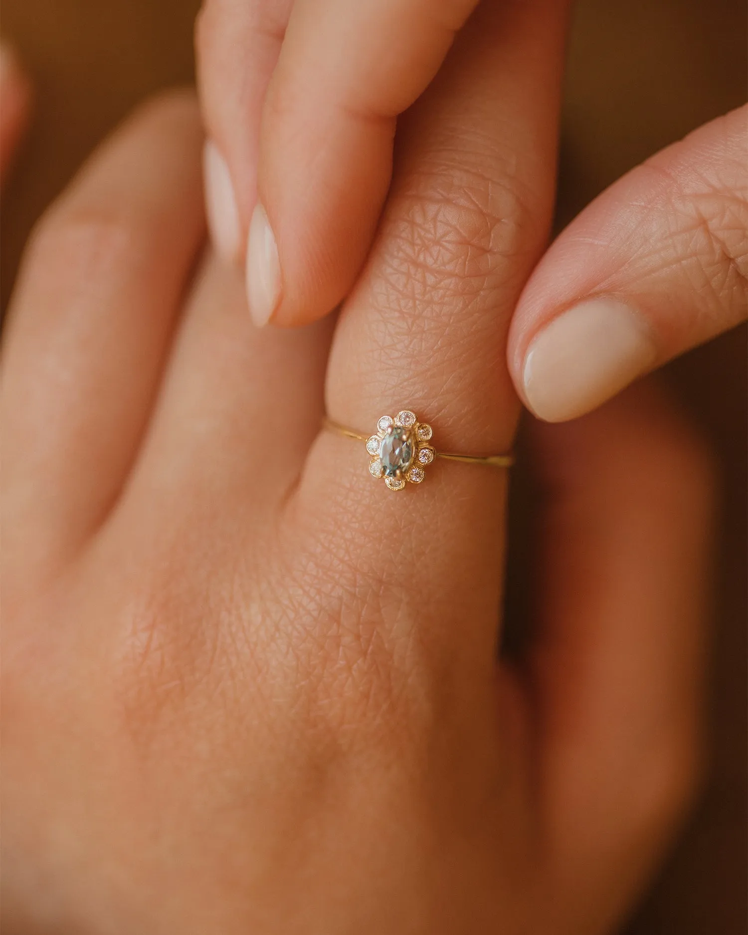 Edith Vintage 9ct Gold Aquamarine Cluster Ring sold by Rock n Rose product image thumbnail 2