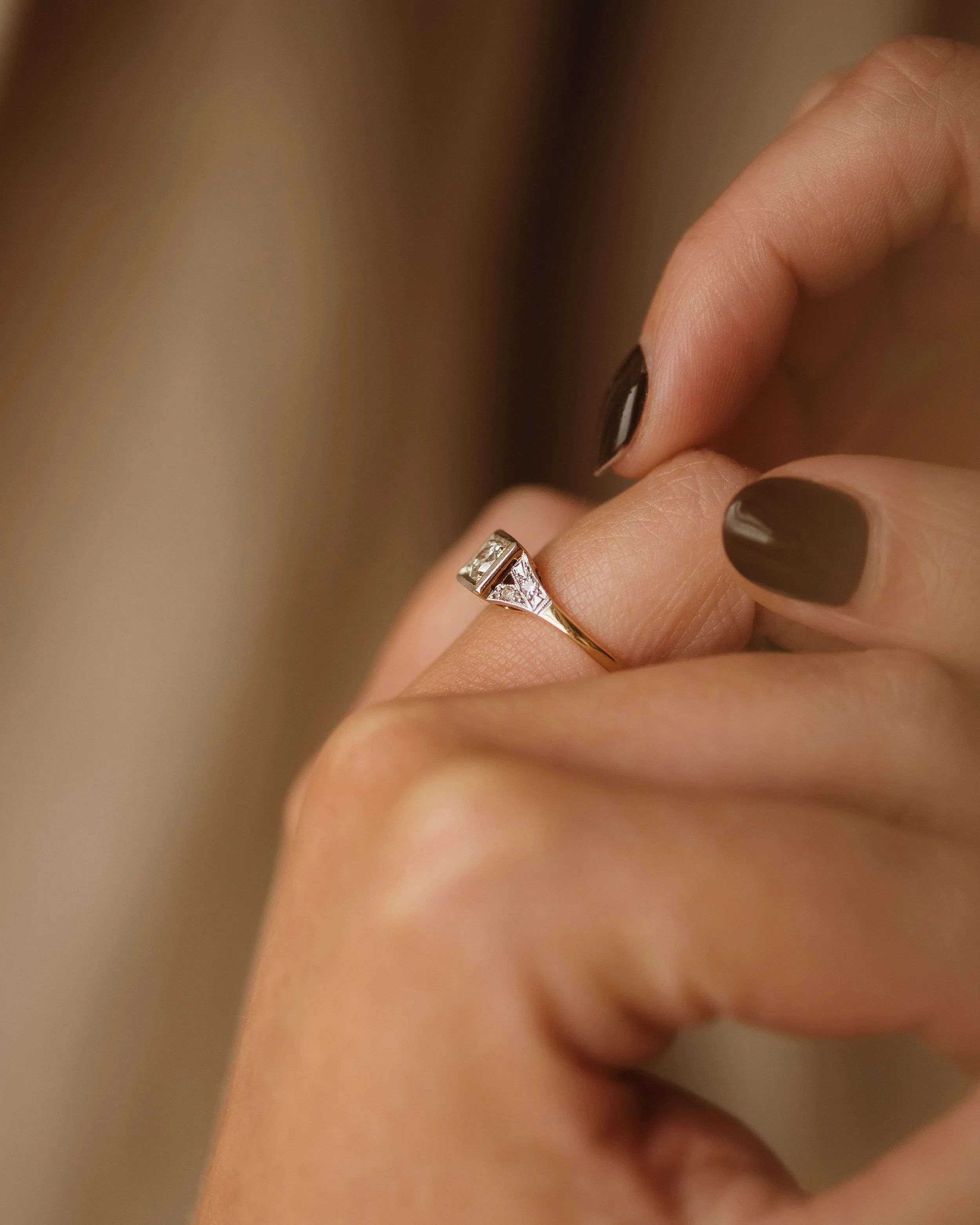 Priscilla Antique 18ct Gold Art Deco Diamond Ring sold by Rock n Rose product image thumbnail 3