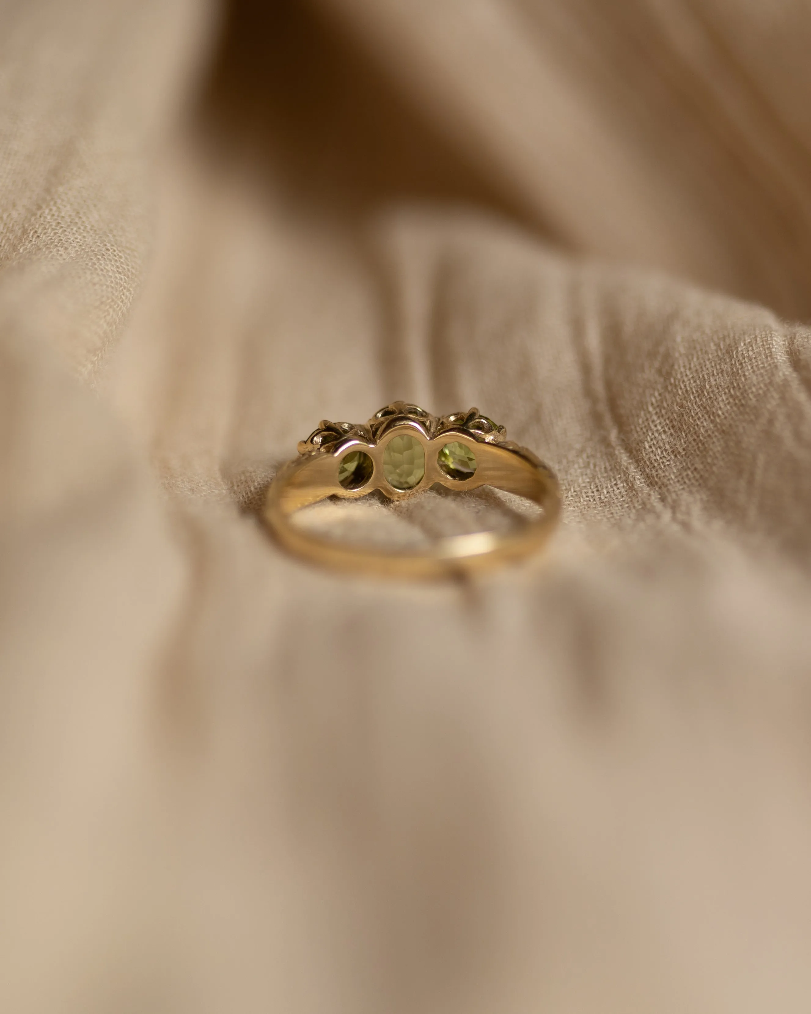 Jessamine 1993 Vintage 9ct Gold Peridot Trilogy Ring sold by Rock n Rose product image thumbnail 5