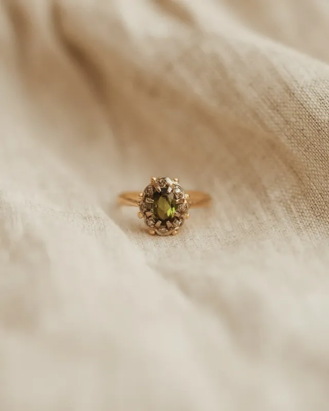 Dahlia 9ct Gold Tourmaline & Diamond Ring sold by Rock n Rose