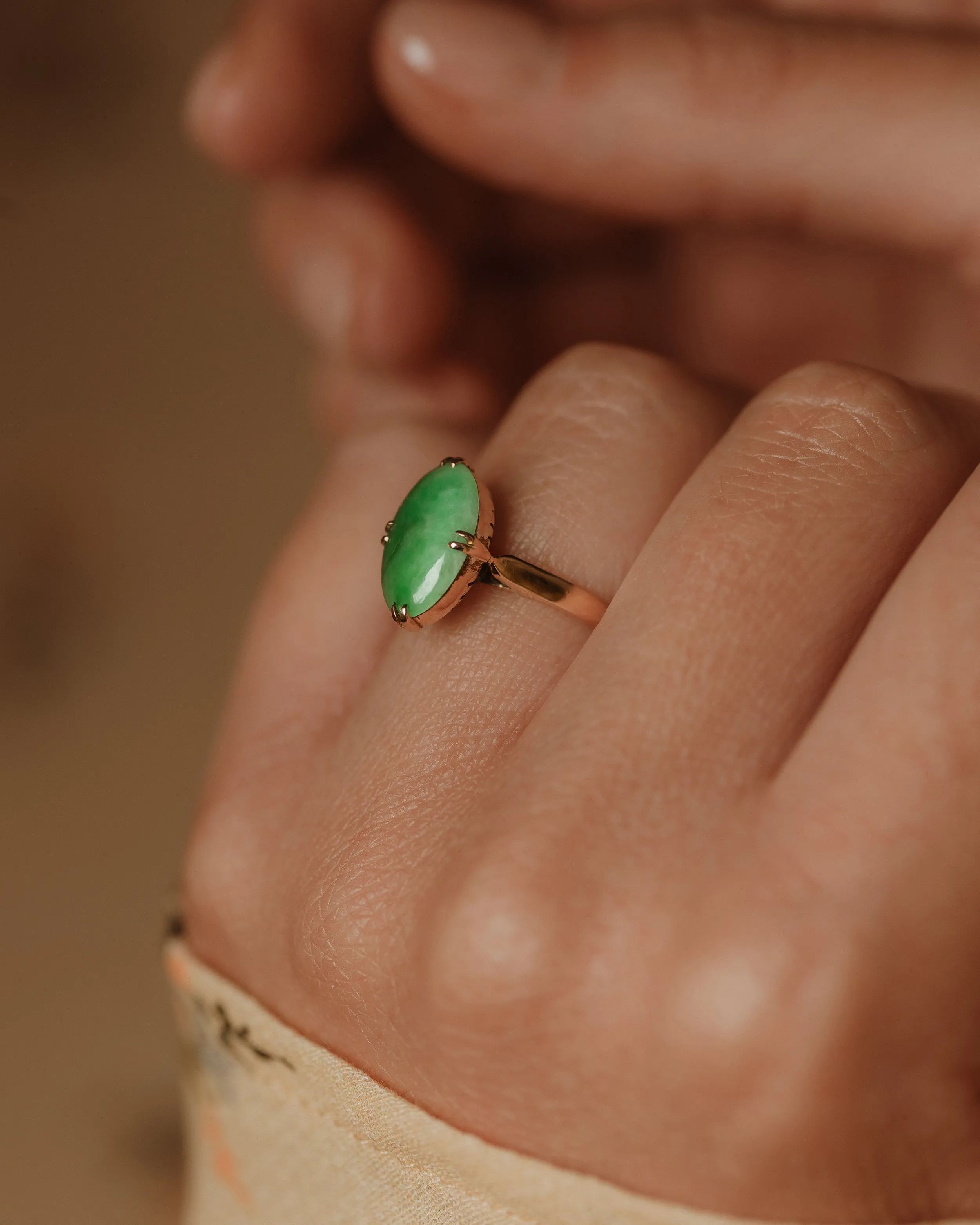 Briar Vintage 14ct Gold Jade Solitaire Ring sold by Rock n Rose product image thumbnail 2