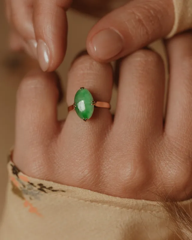 Briar Vintage 14ct Gold Jade Solitaire Ring sold by Rock n Rose