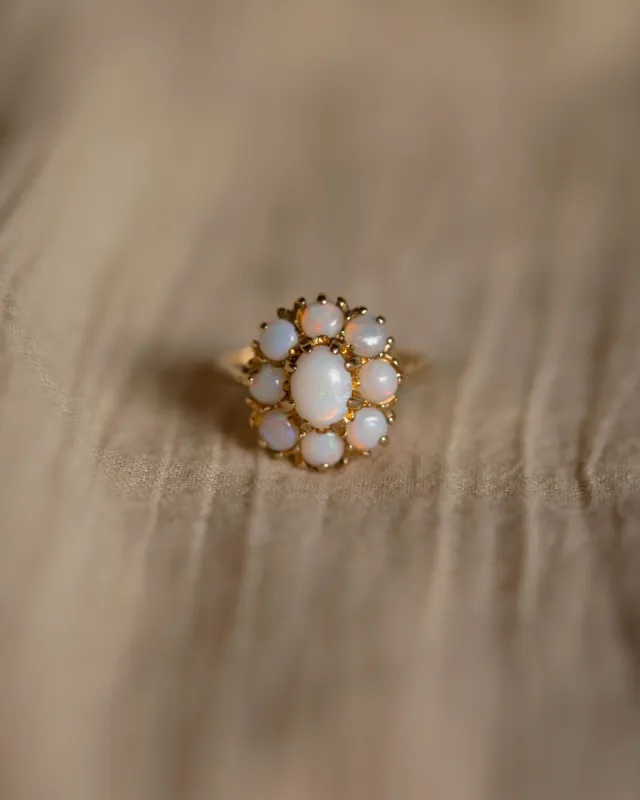Dorothy 1973 Vintage 9ct Gold Opal Cluster Ring sold by Rock n Rose