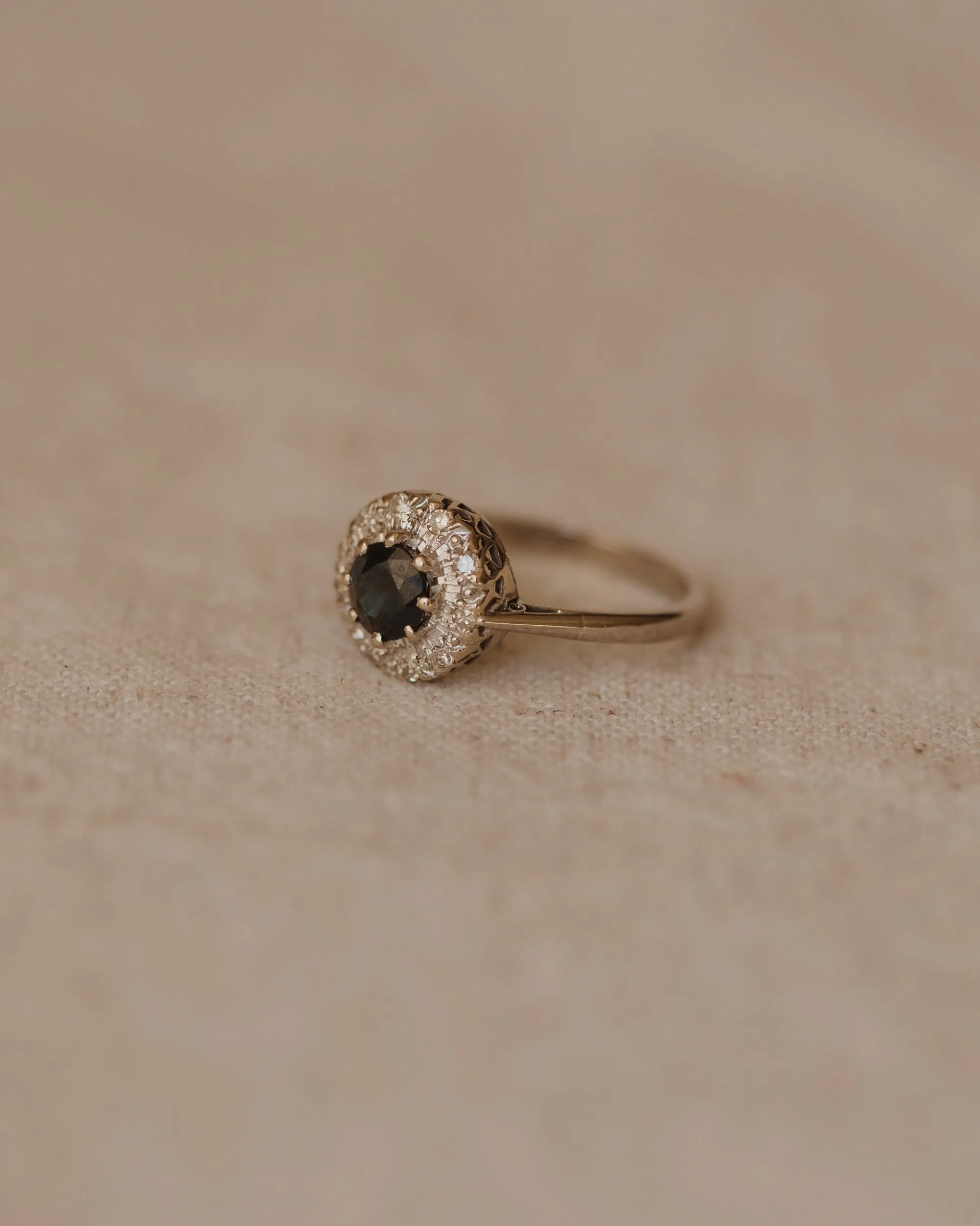 Meredith Vintage 18ct White Gold Sapphire & Diamond Cluster Ring sold by Rock n Rose product image thumbnail 3