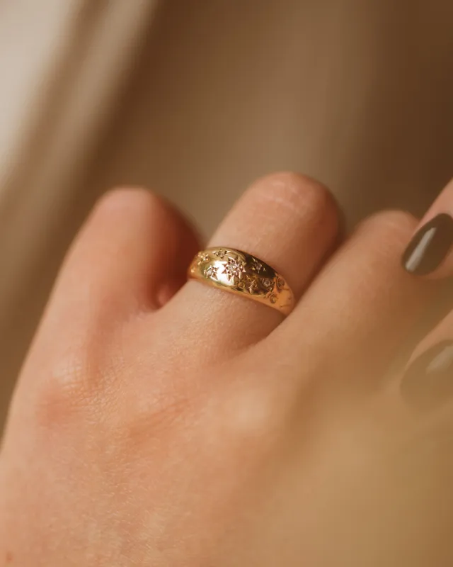 Dulcie Antique 18ct Gold Star Set Diamond Gypsy Ring sold by Rock n Rose