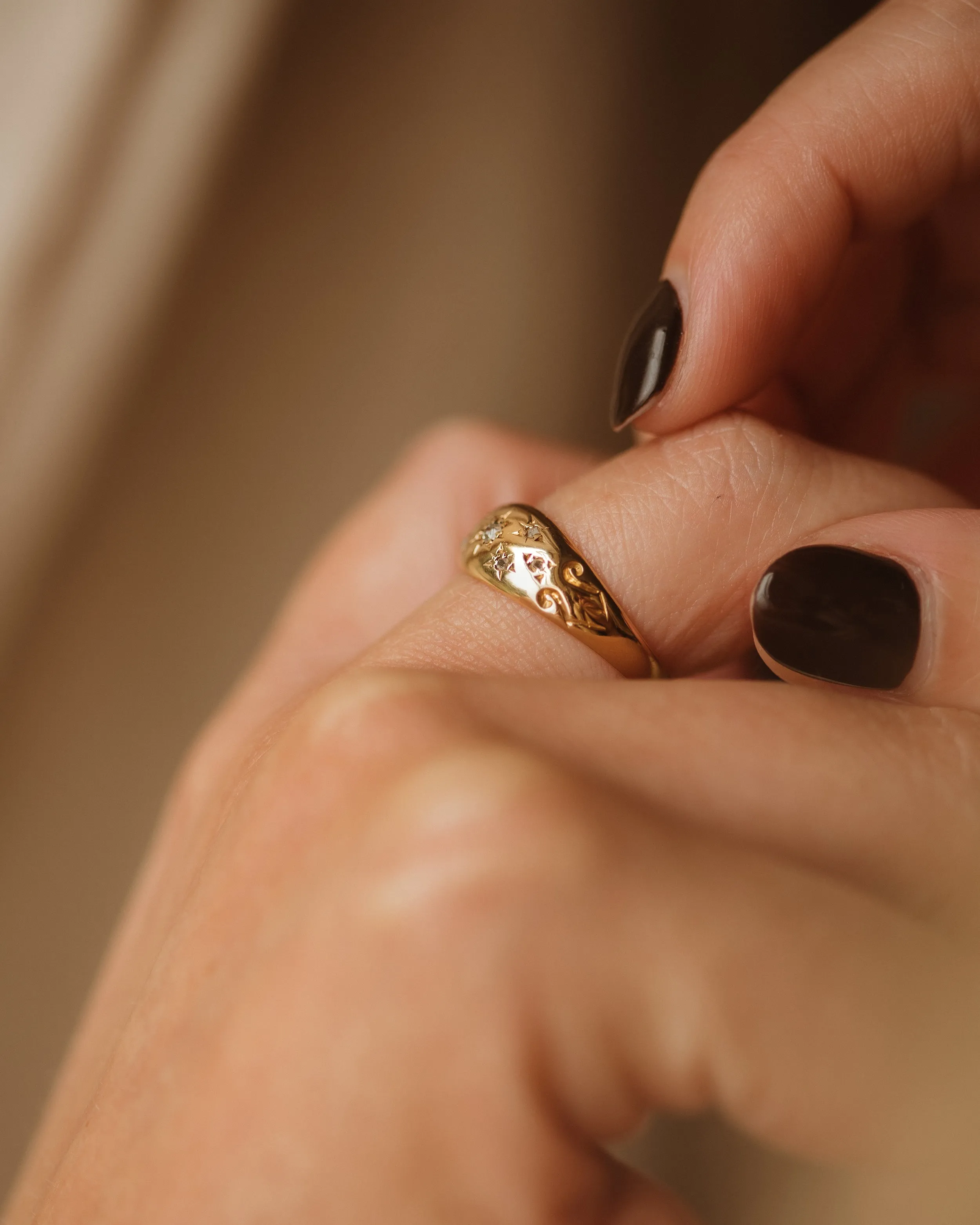 Dulcie Antique 18ct Gold Star Set Diamond Gypsy Ring sold by Rock n Rose product image thumbnail 3