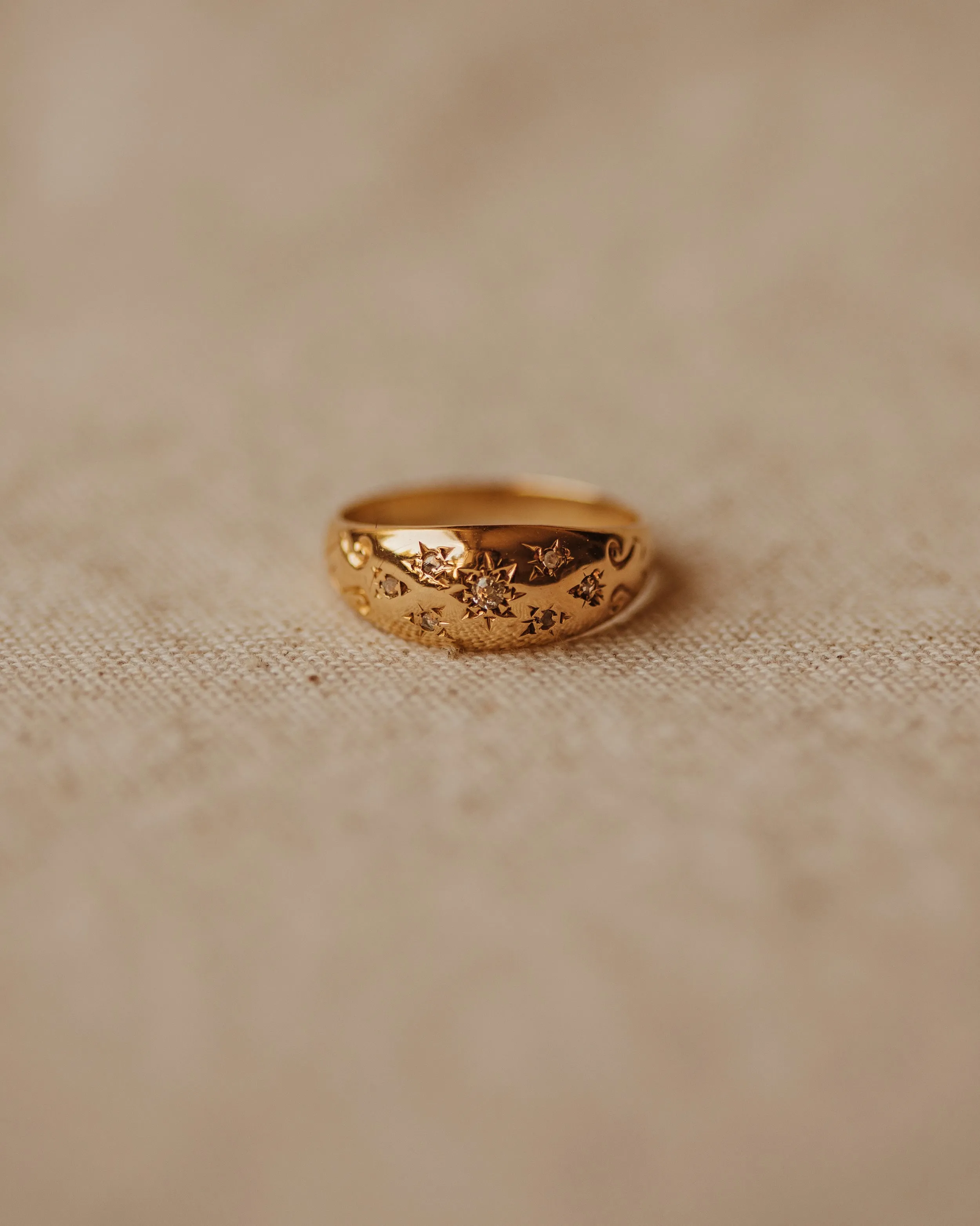 Dulcie Antique 18ct Gold Star Set Diamond Gypsy Ring sold by Rock n Rose product image thumbnail 2
