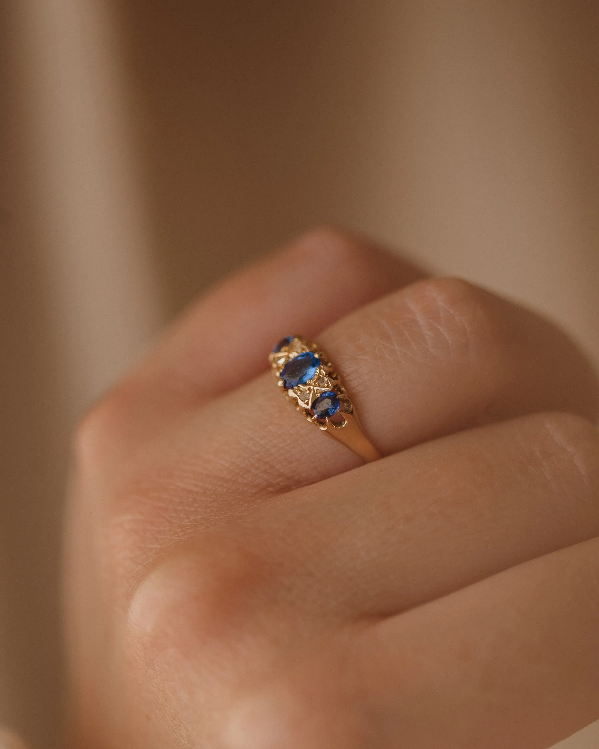 Esther 1919 18ct Gold Paste & Diamond Trilogy Ring sold by Rock n Rose product image thumbnail 3