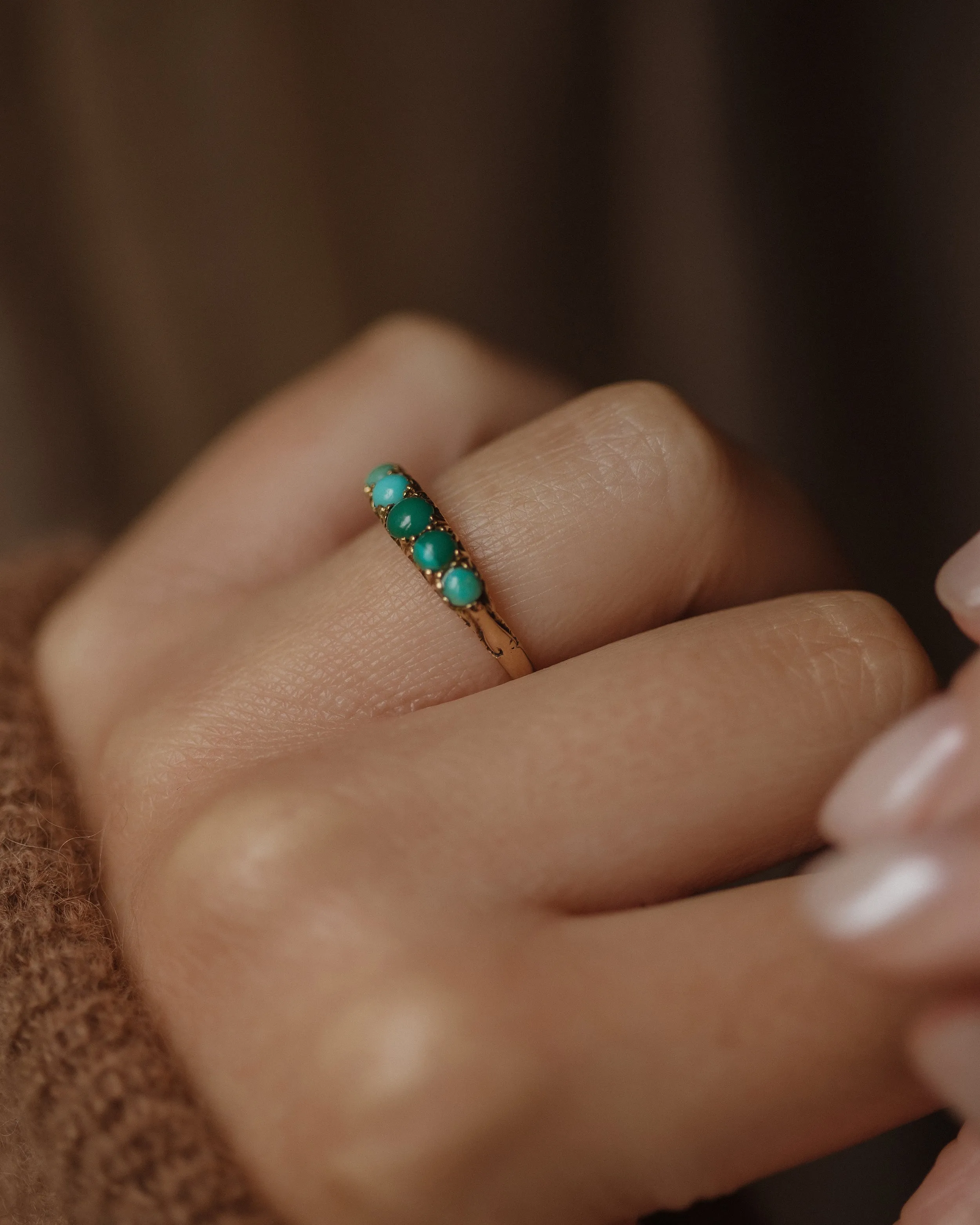 Bridget Antique 18ct Gold Turquoise Five Stone Ring sold by Rock n Rose product image thumbnail 3