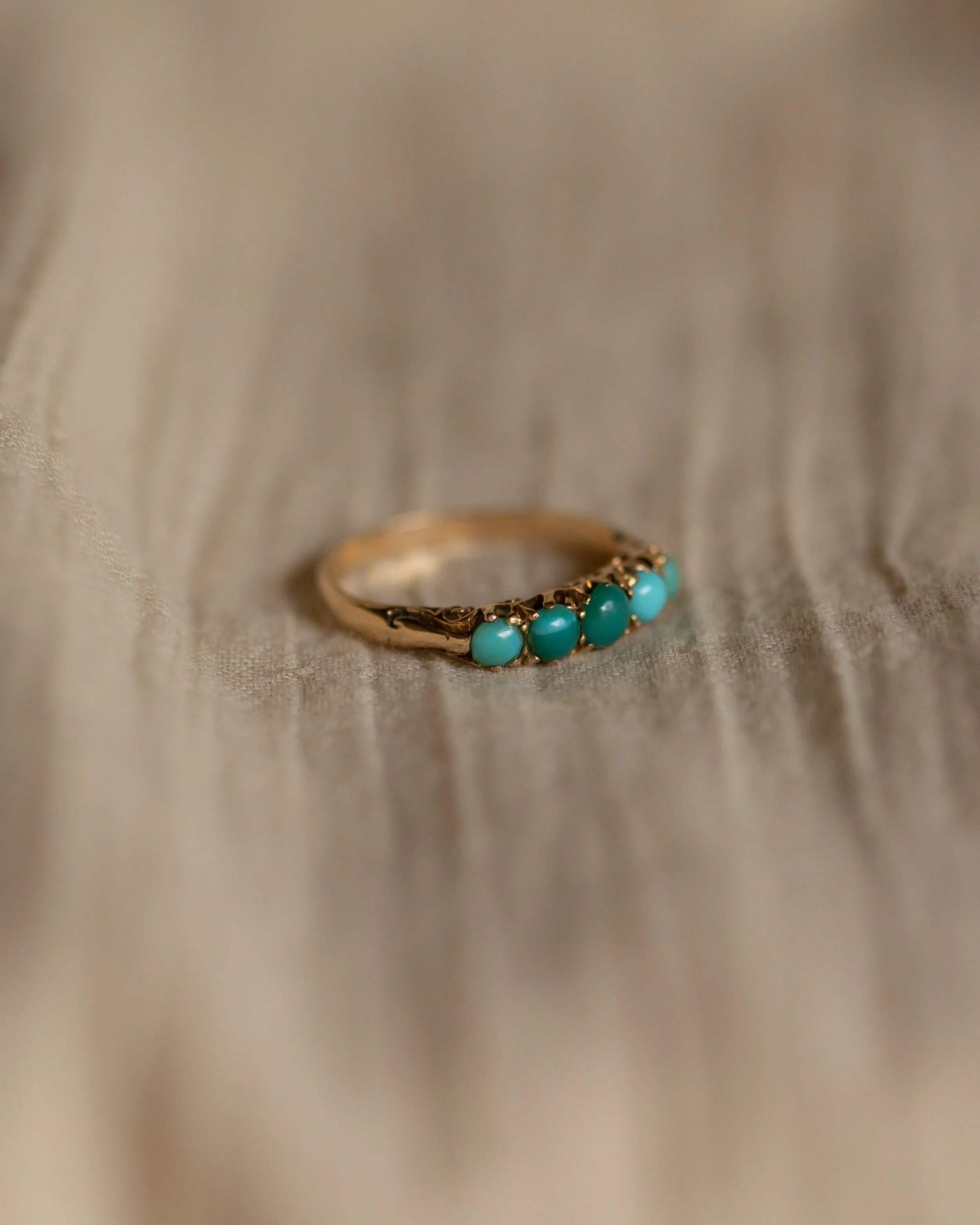 Bridget Antique 18ct Gold Turquoise Five Stone Ring sold by Rock n Rose product image thumbnail 5