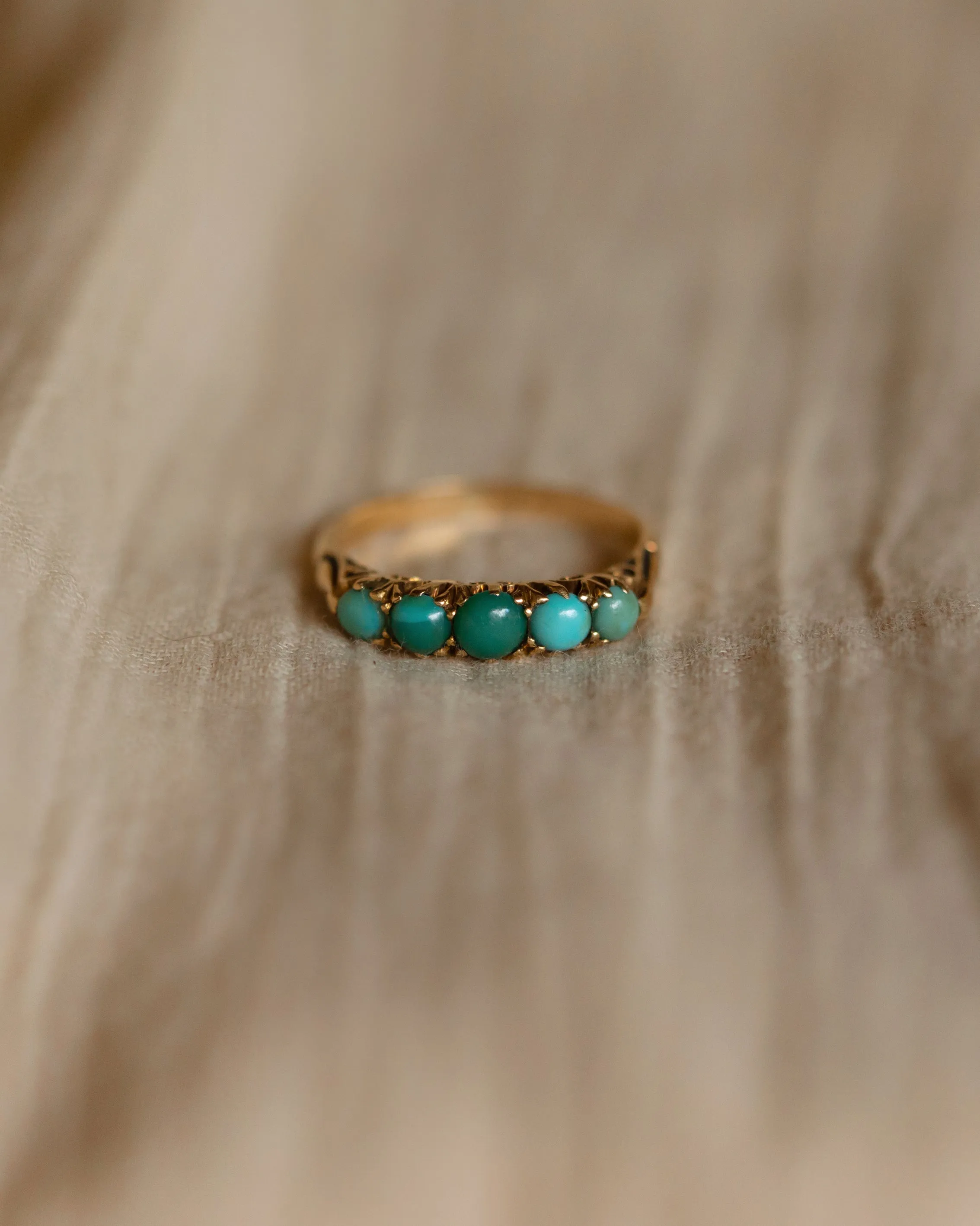 Bridget Antique 18ct Gold Turquoise Five Stone Ring sold by Rock n Rose product image thumbnail 4