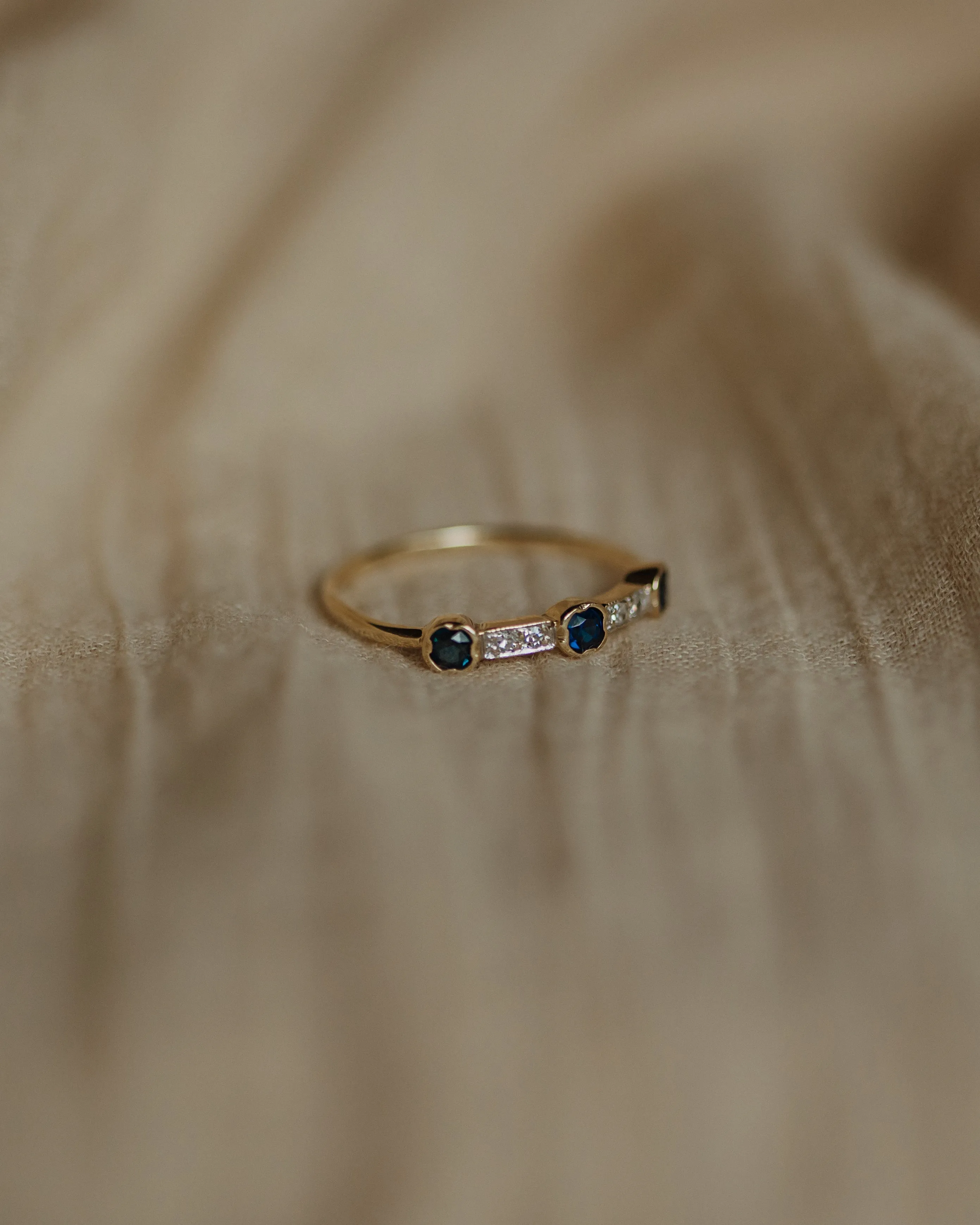 Lillian 1987 Vintage 18ct Gold Sapphire & Diamond Half Eternity Ring sold by Rock n Rose product image thumbnail 4