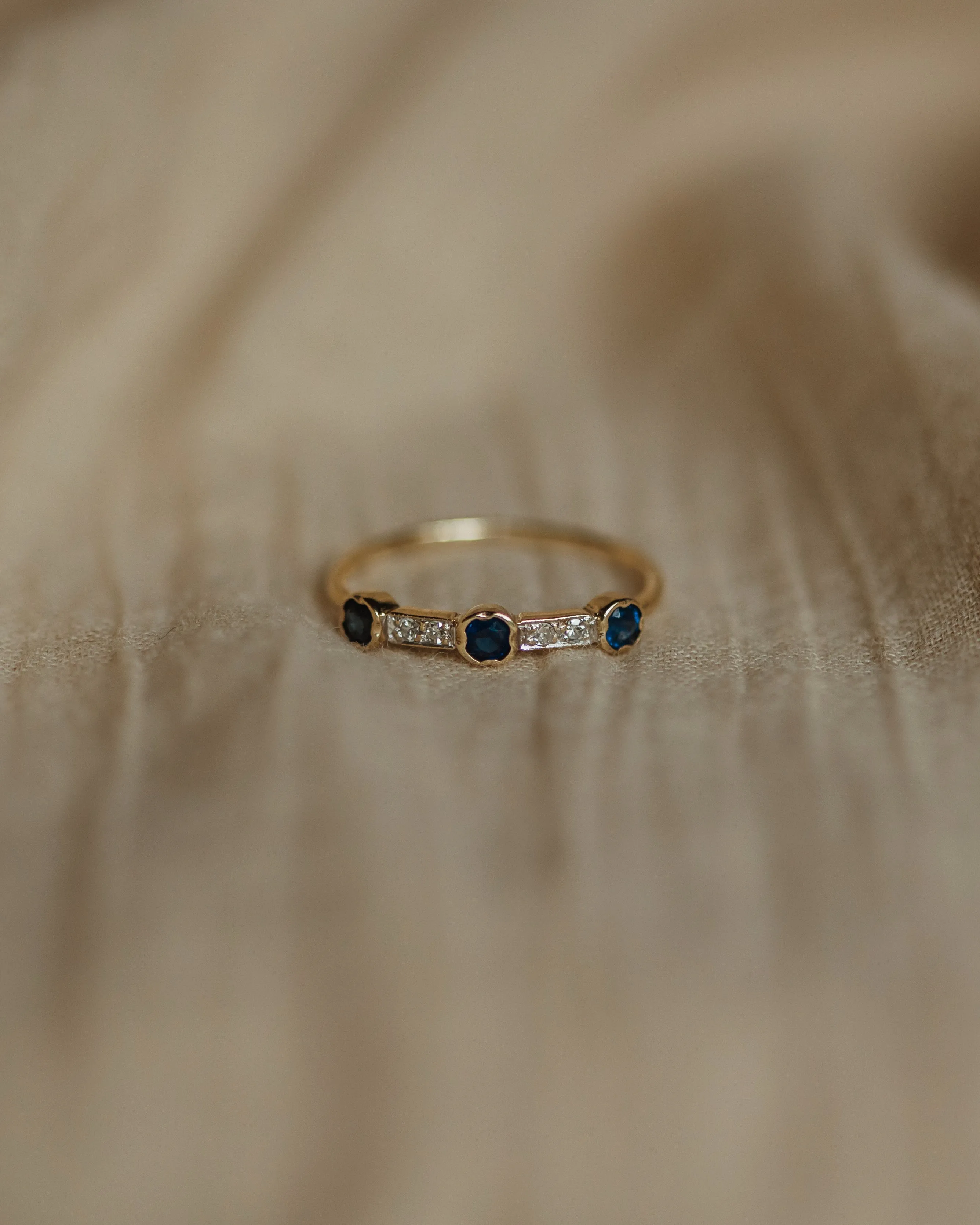 Lillian 1987 Vintage 18ct Gold Sapphire & Diamond Half Eternity Ring sold by Rock n Rose product image thumbnail 3