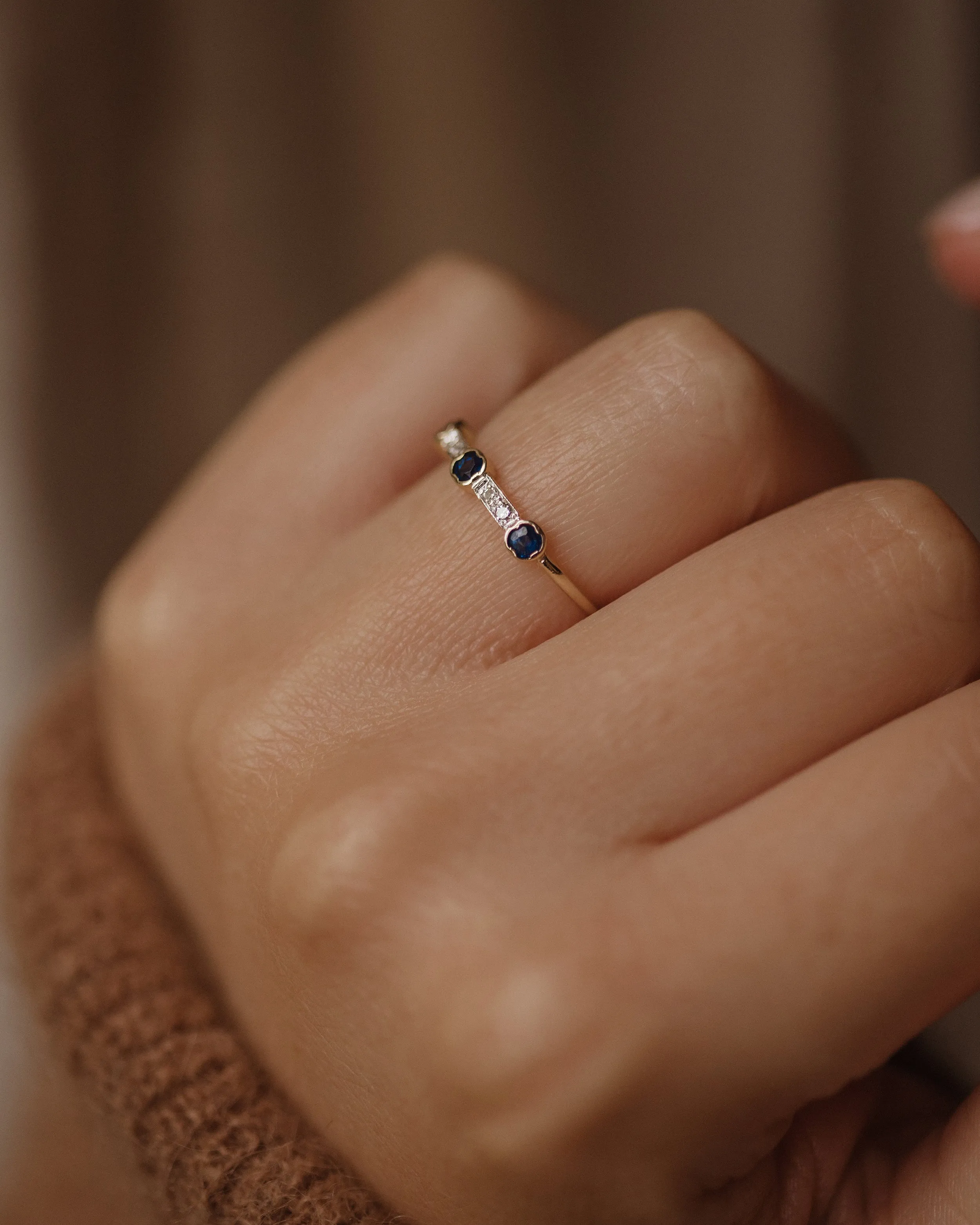 Lillian 1987 Vintage 18ct Gold Sapphire & Diamond Half Eternity Ring sold by Rock n Rose product image thumbnail 2