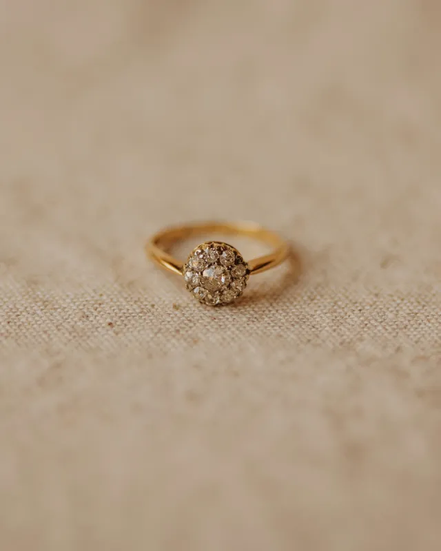 Lillian 1910 18ct Gold Old Cut Diamond Cluster Ring sold by Rock n Rose