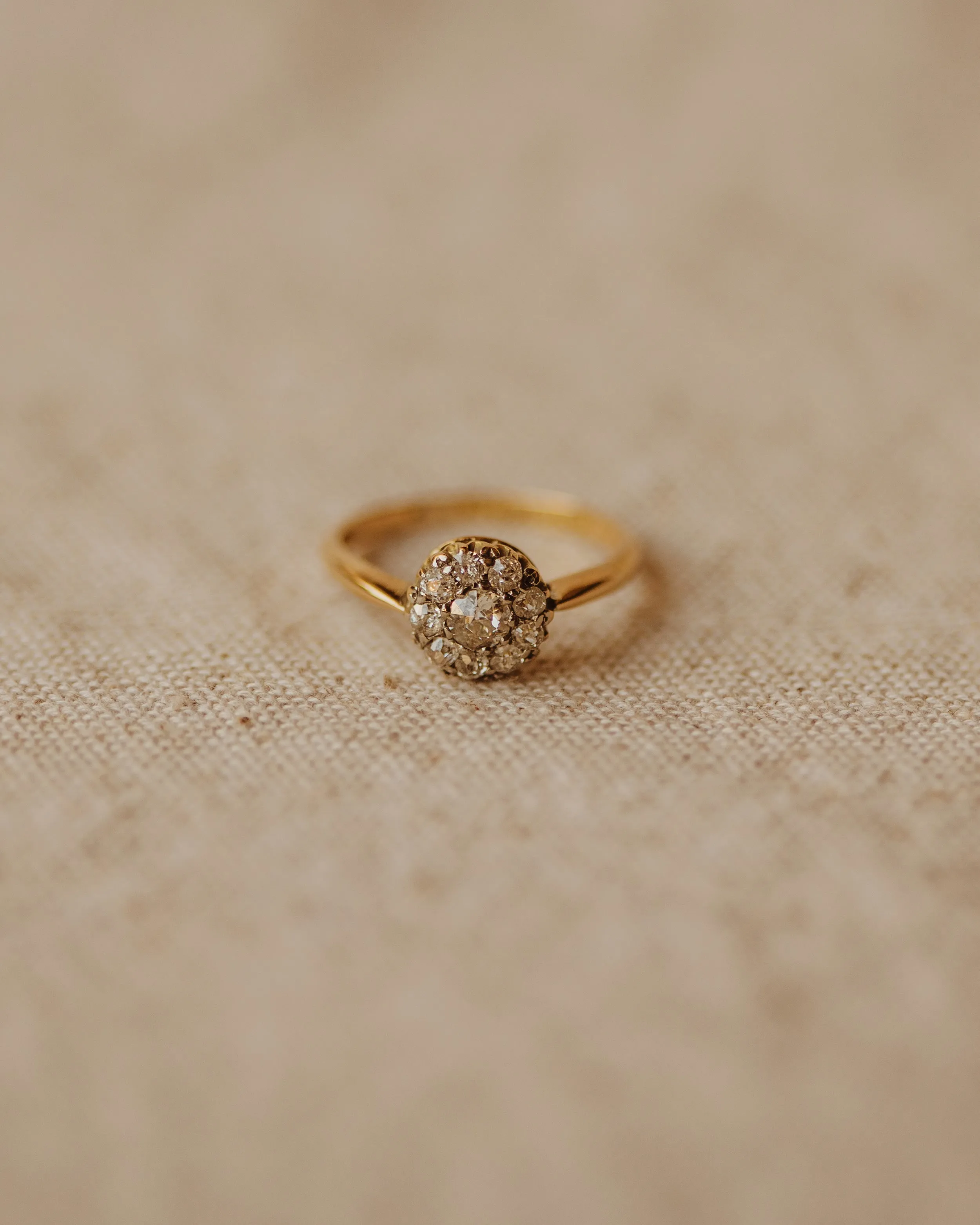 Lillian 1910 18ct Gold Old Cut Diamond Cluster Ring sold by Rock n Rose