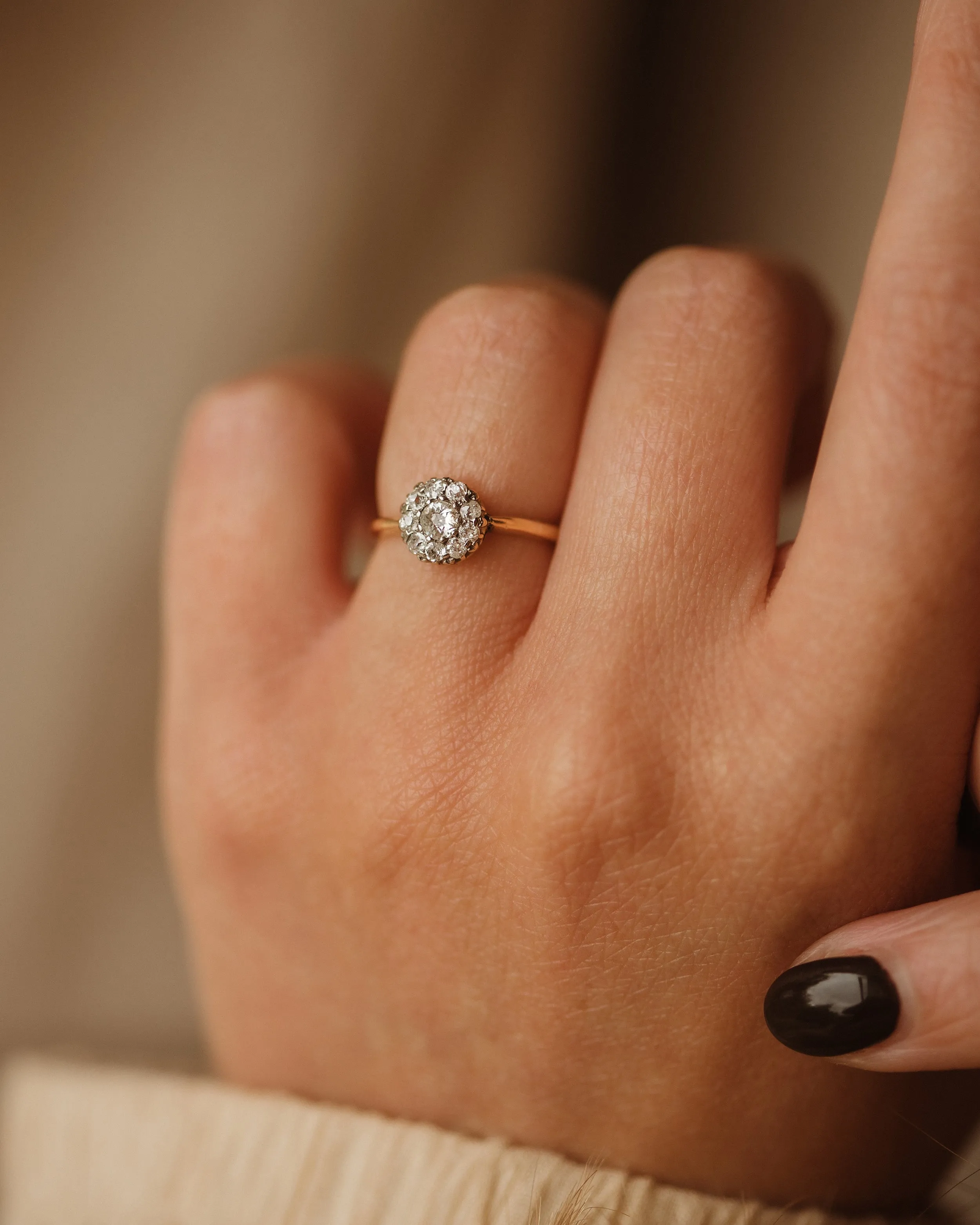 Lillian 1910 18ct Gold Old Cut Diamond Cluster Ring sold by Rock n Rose product image thumbnail 2