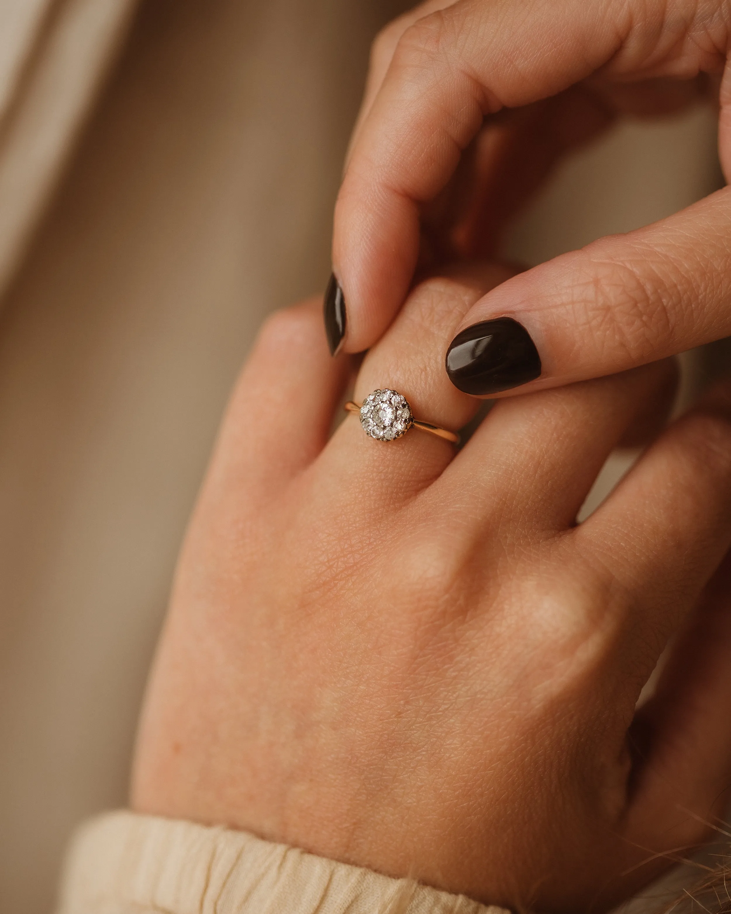 Lillian 1910 18ct Gold Old Cut Diamond Cluster Ring sold by Rock n Rose product image thumbnail 5