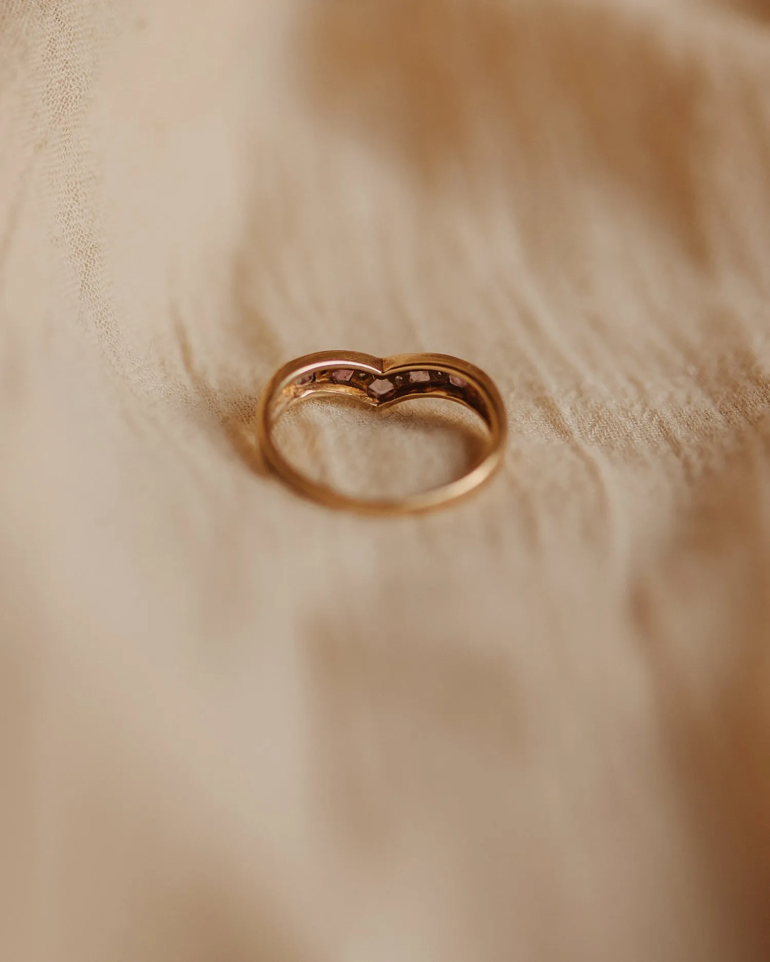 Josephine 9ct Gold Amethyst & Diamond Wishbone Ring sold by Rock n Rose product image thumbnail 5