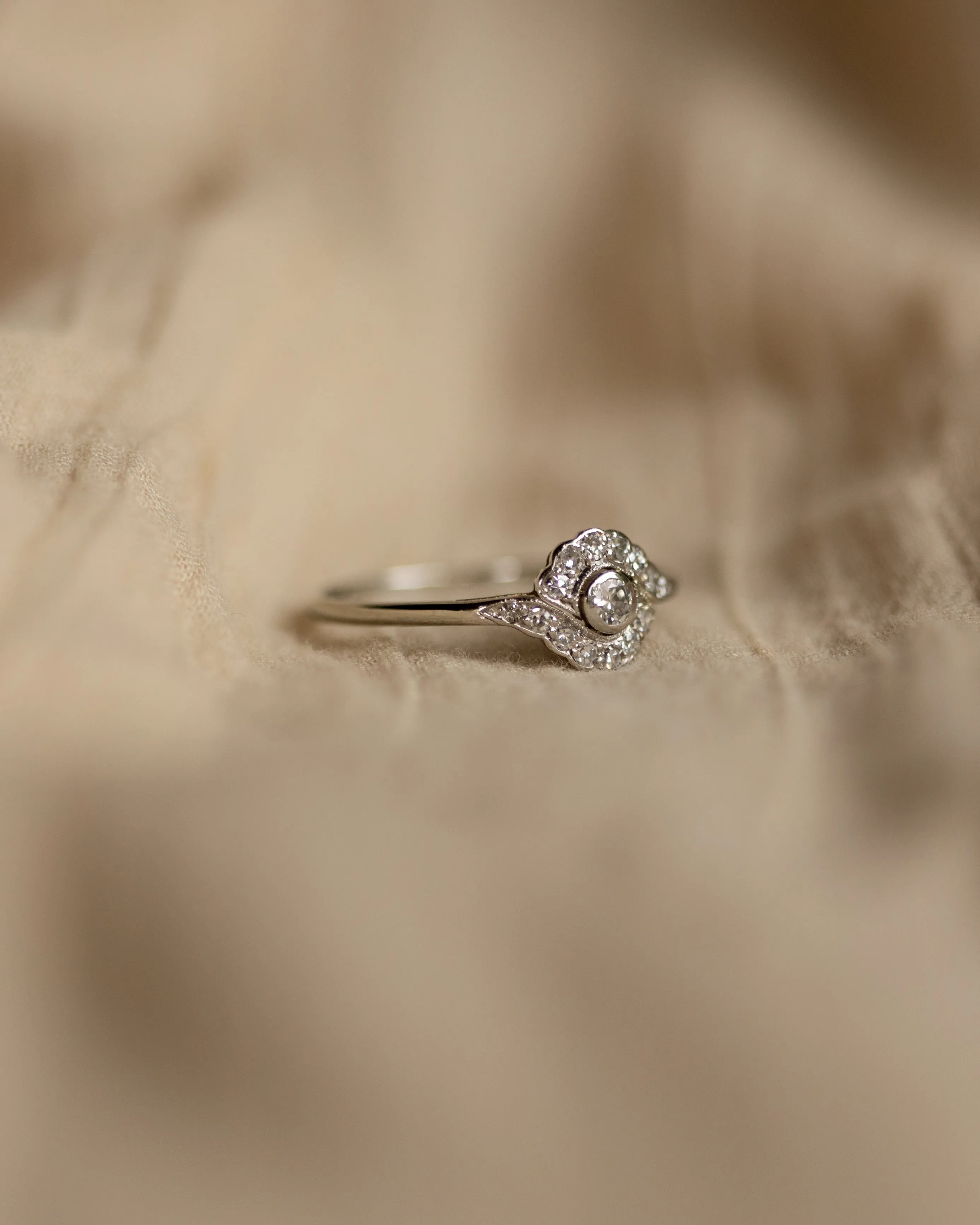 Esther Antique Art Deco 15ct White Gold Diamond Cluster Ring sold by Rock n Rose product image thumbnail 4