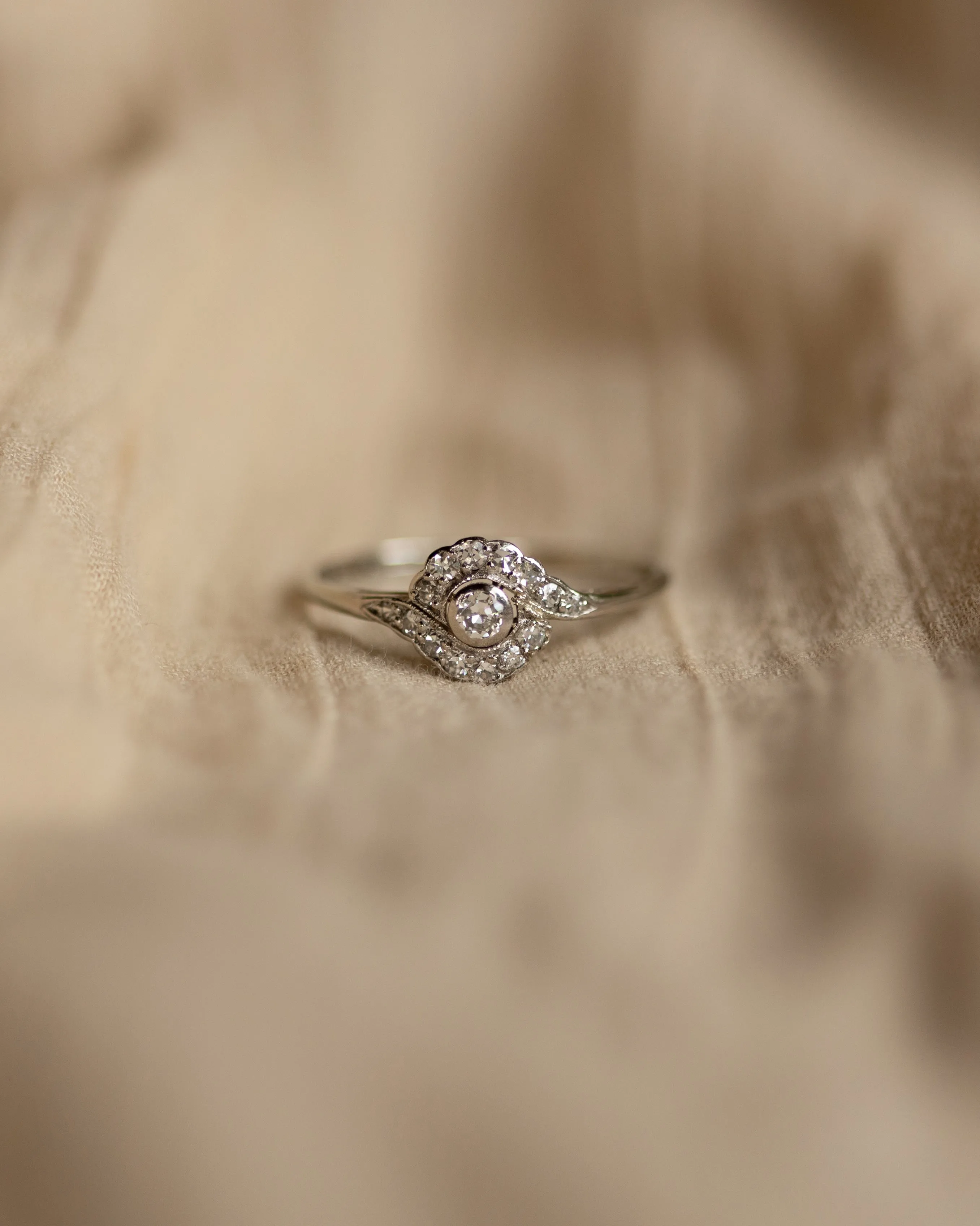 Esther Antique Art Deco 15ct White Gold Diamond Cluster Ring sold by Rock n Rose product image thumbnail 3