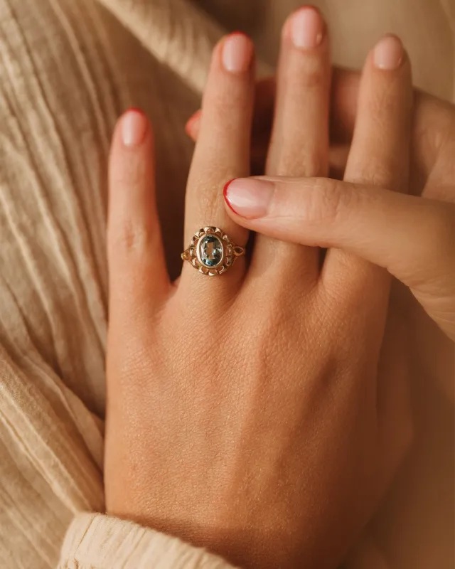 Eliza 9ct Gold Blue Topaz Ring sold by Rock n Rose