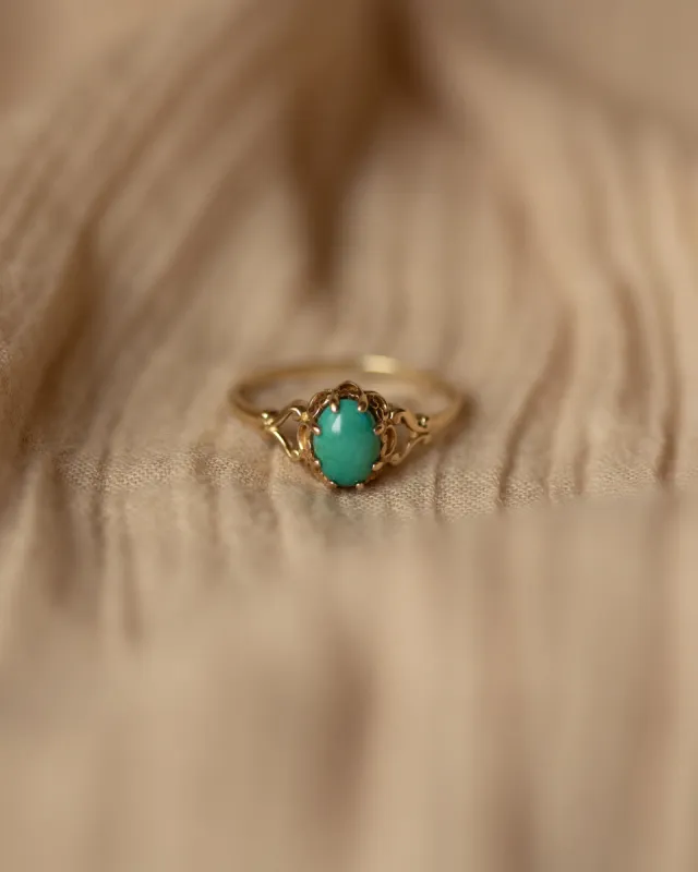 Frieda 1983 Vintage 9ct Gold Turquoise Ring sold by Rock n Rose