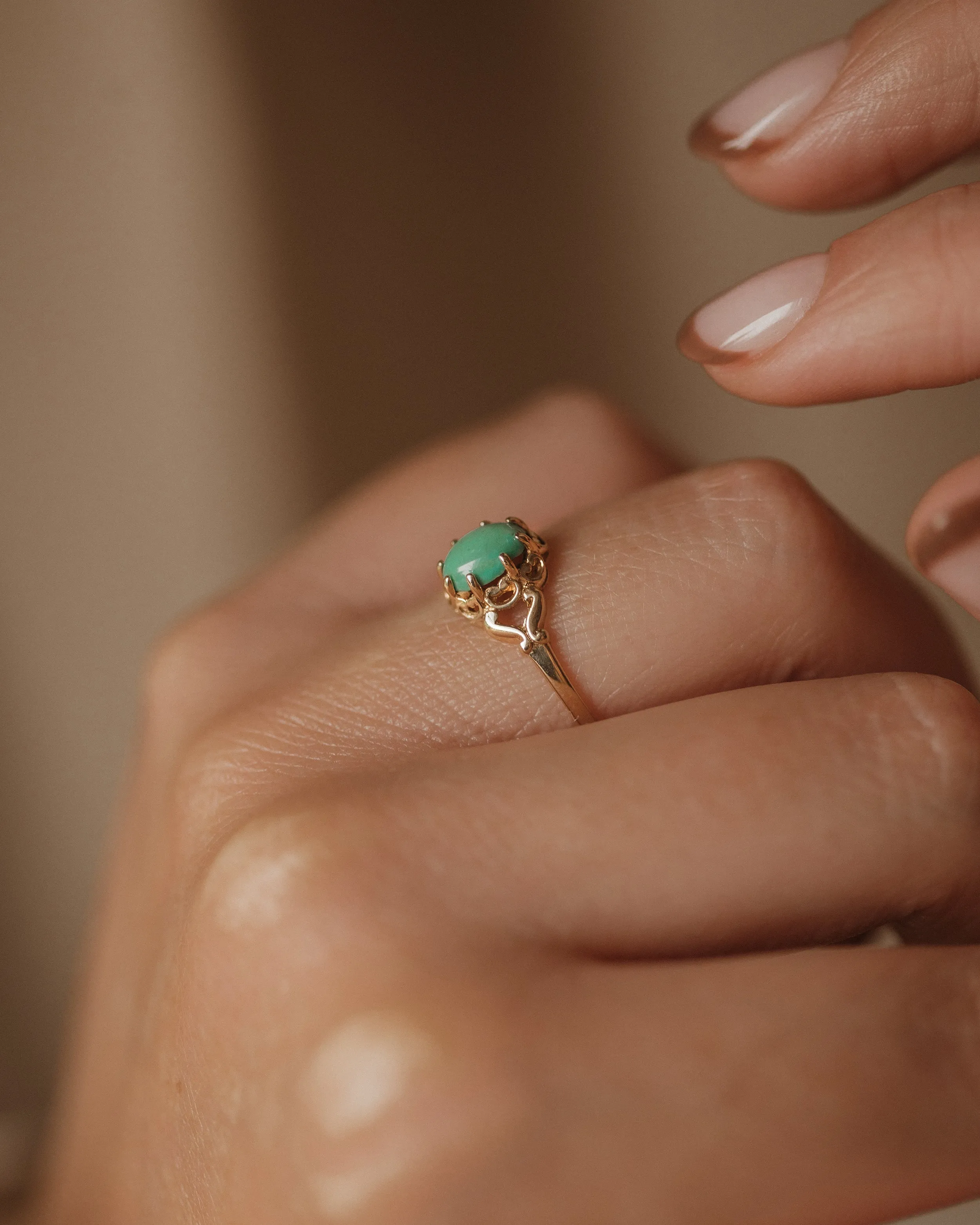 Frieda 1983 Vintage 9ct Gold Turquoise Ring sold by Rock n Rose product image thumbnail 3